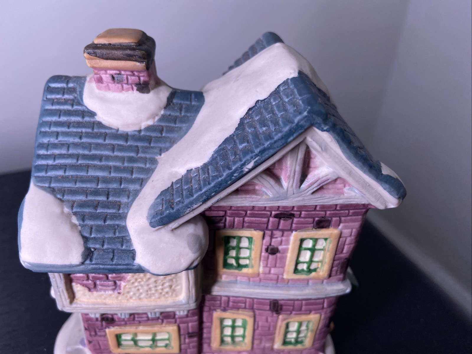 Christmas Village Flower Shop Snowy Roof Hand Painted Details Lighting Capable