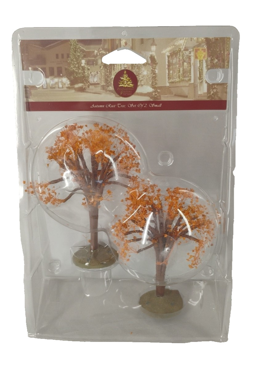 Pumpkin Hollow Lemax Village Autumn Rust Trees Set 2 Fall Trees 4″ NIP