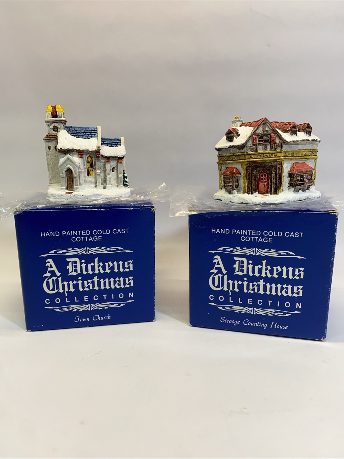 VTG 1988 A Dickens Christmas Collection Scrooge Counting House And Town Church