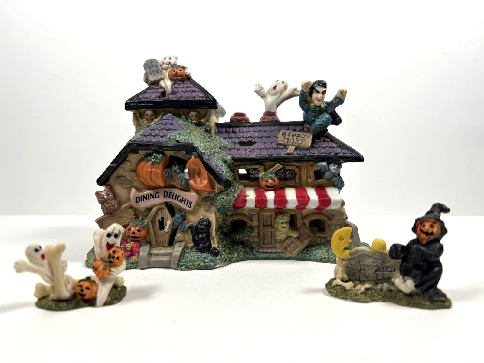 Hand Painted Porcelain Lighted Haunted House Dining Delights Light & Figures FSH