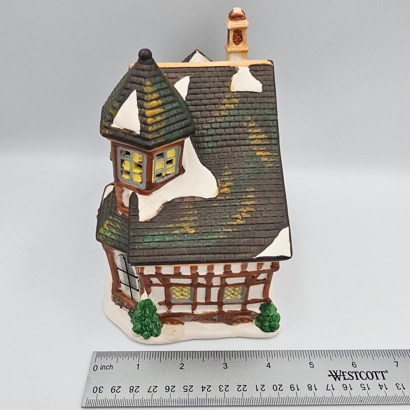 Christmas Village Building Tudor Style Coffee Shop Cafe with Interior View