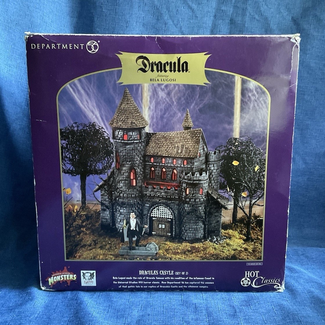 Department 56 Dracula Castle Universal Monsters 2pc Set Boxed 1997 inv#205