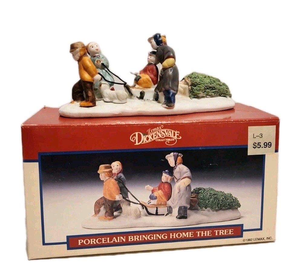 Lemax Dickensvale Bringing Home The Tree Vintage 1992 Christmas Village Figurine