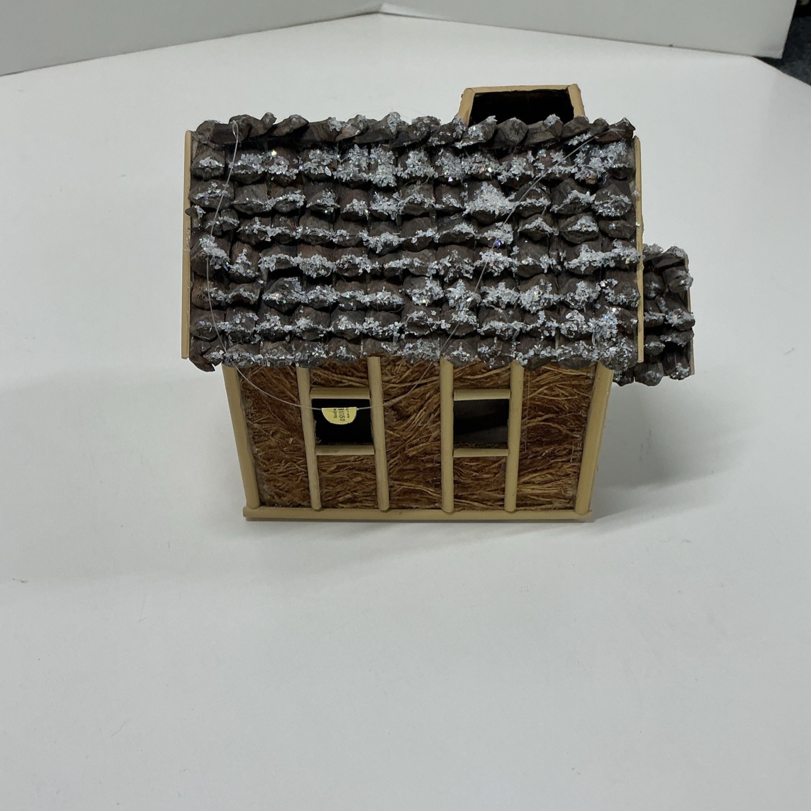 Handmade Wooden Decorative Miniature Village House Brown & Gray Snowy Roof