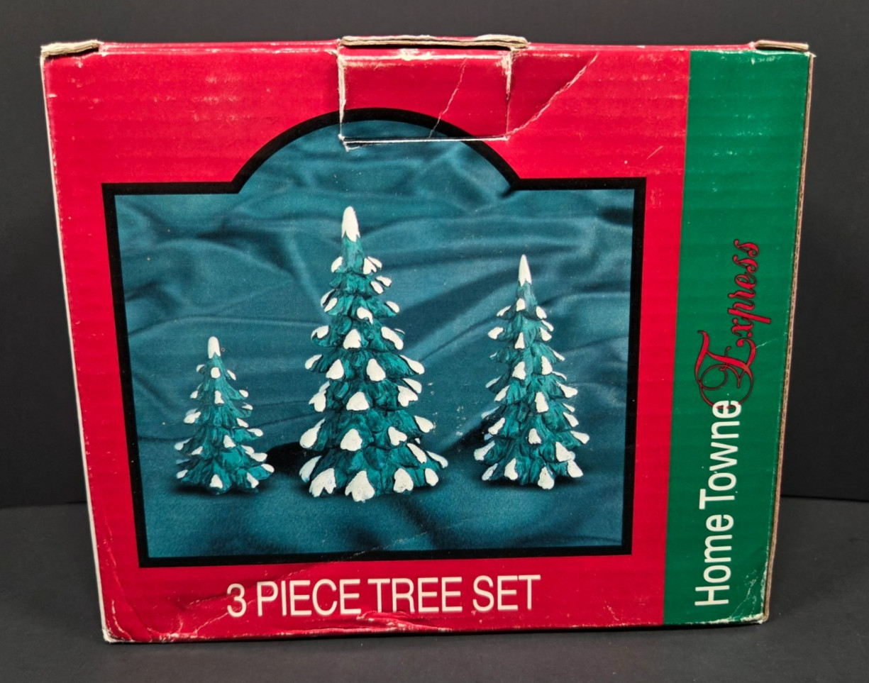 Home Towne Express 3 Piece Green Trees Set 1999 by JC Penny NEW IN BOX