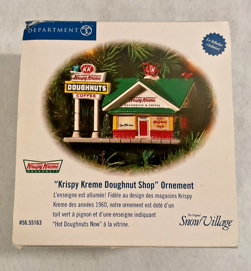 DEPT 56 KRISPY KREME DOUGHNUT SHOP SNOW VILLAGE ORNAMENT NIB-NEVER USED! #55163