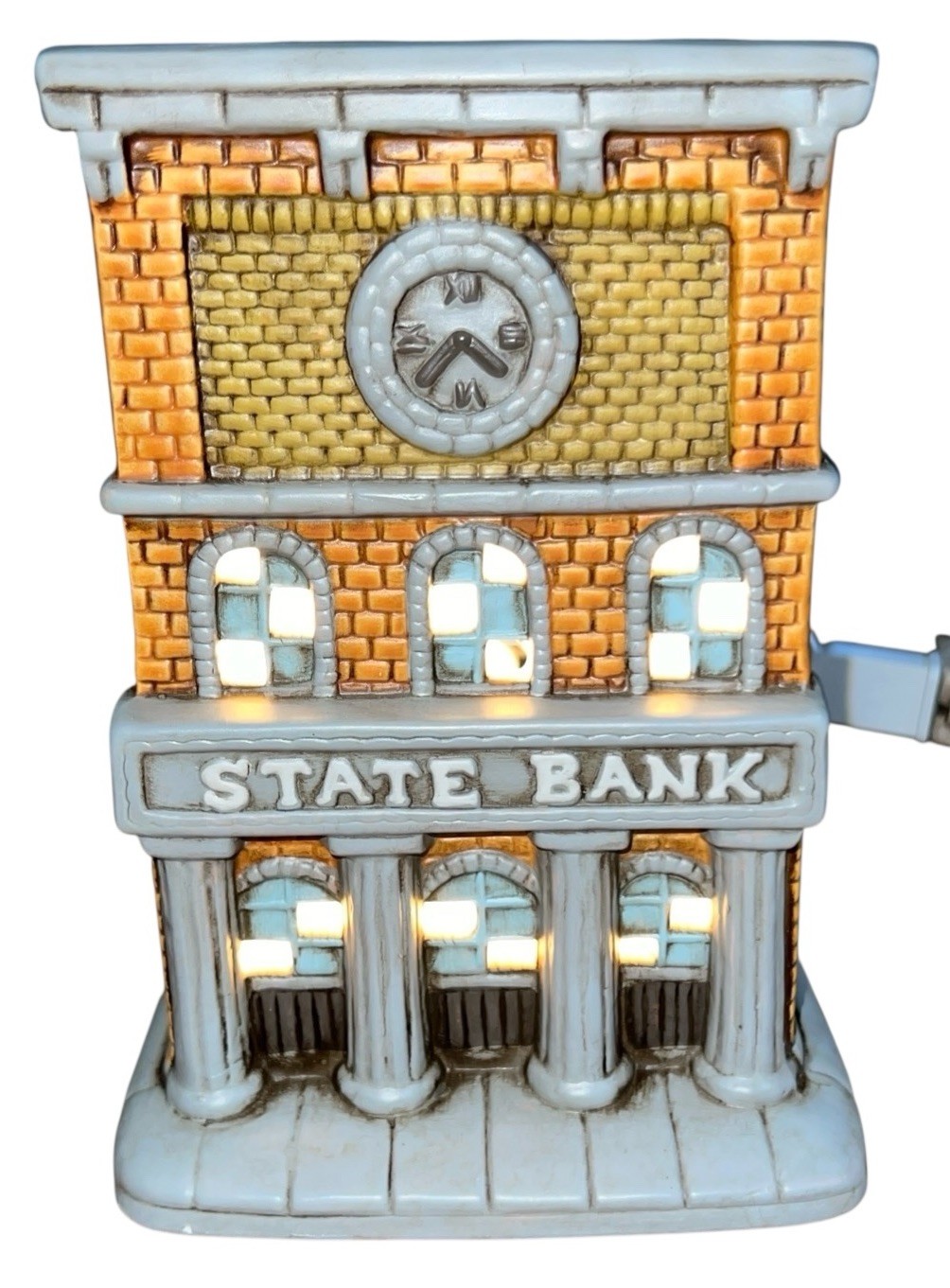 Vintage Lefton Colonial Village 1987 State Bank Light Up Building #06345