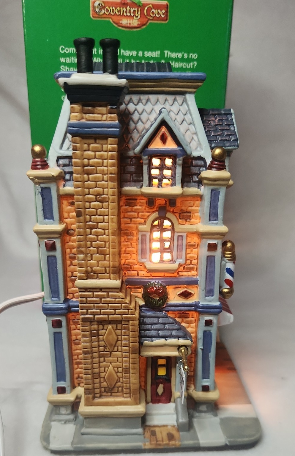 Lemax Coventry Cove “Carl’s Barber Shop” #55721 Christmas Village IOB w/cord