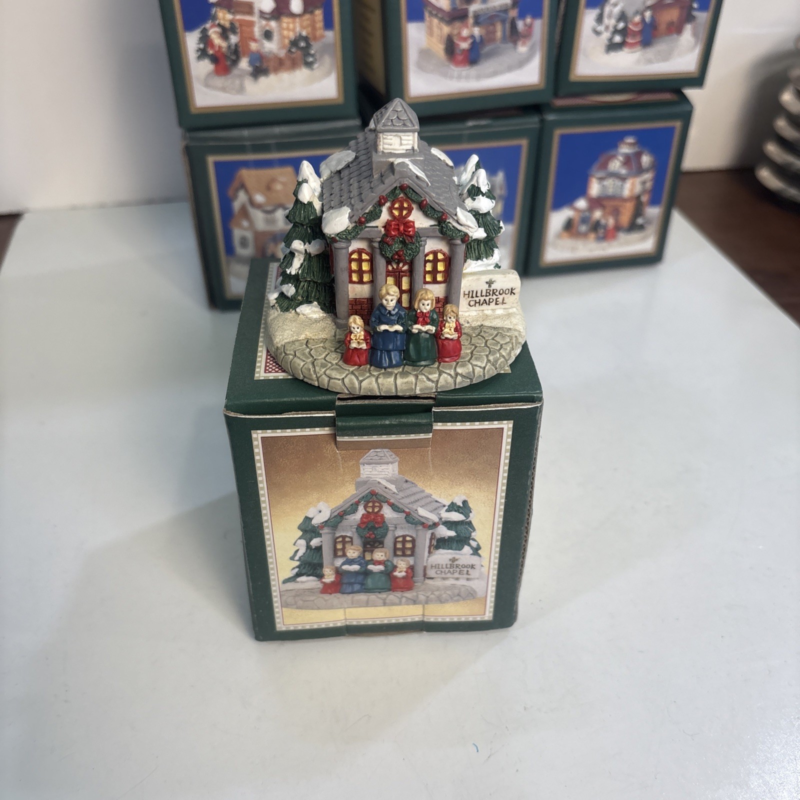 SET OF 12 Christmas Vintage Crystal Falls Village Buildings, 4pc 1992, 8pc 1994