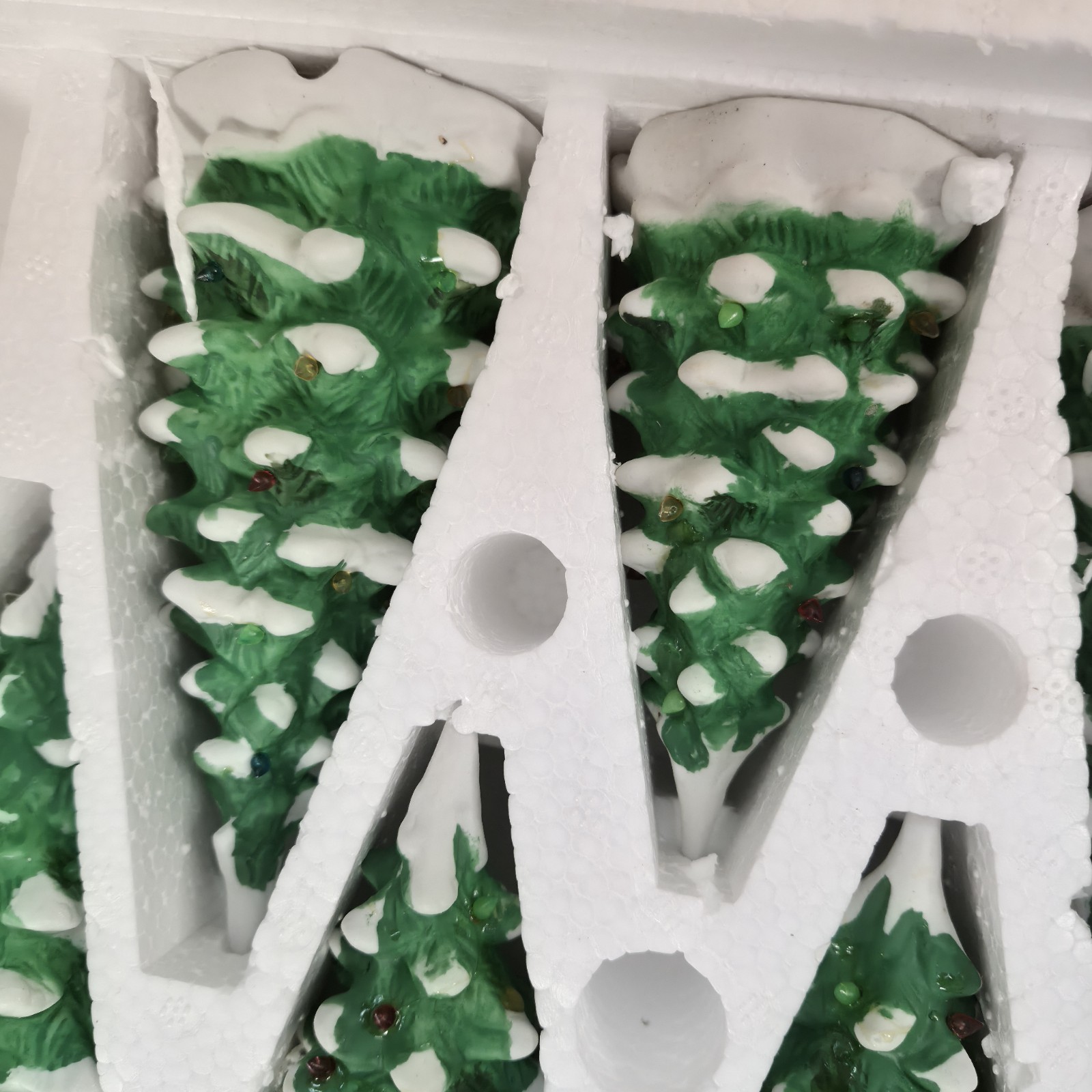 VTG Lemax Ceramic Christmas Trees Dickensvale Collectibles 10 PC Lighted Tested