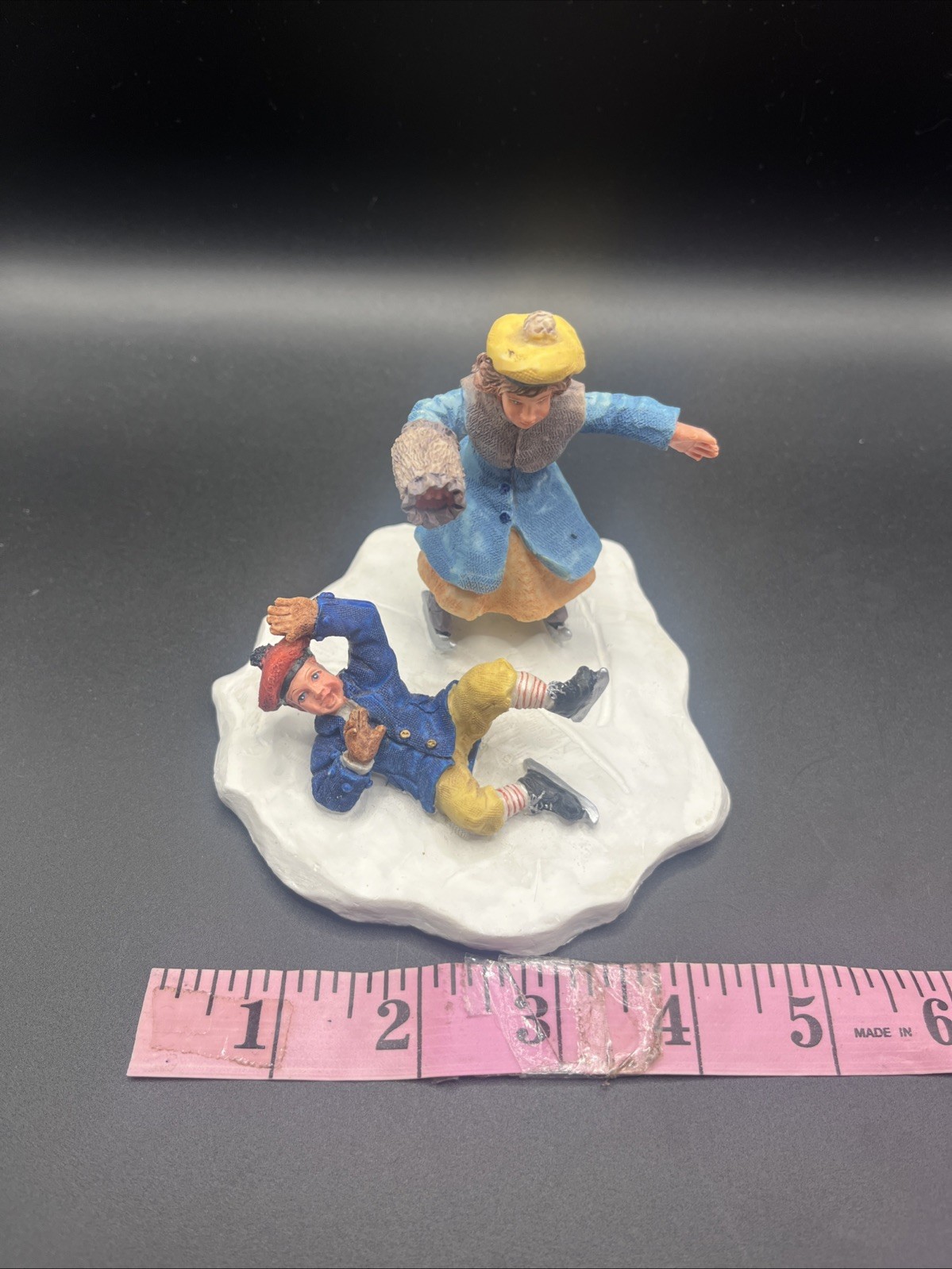 Lemax Memory Makers Timmy’s Tumble Victorian Boy Girl Ice Skating Table Decor