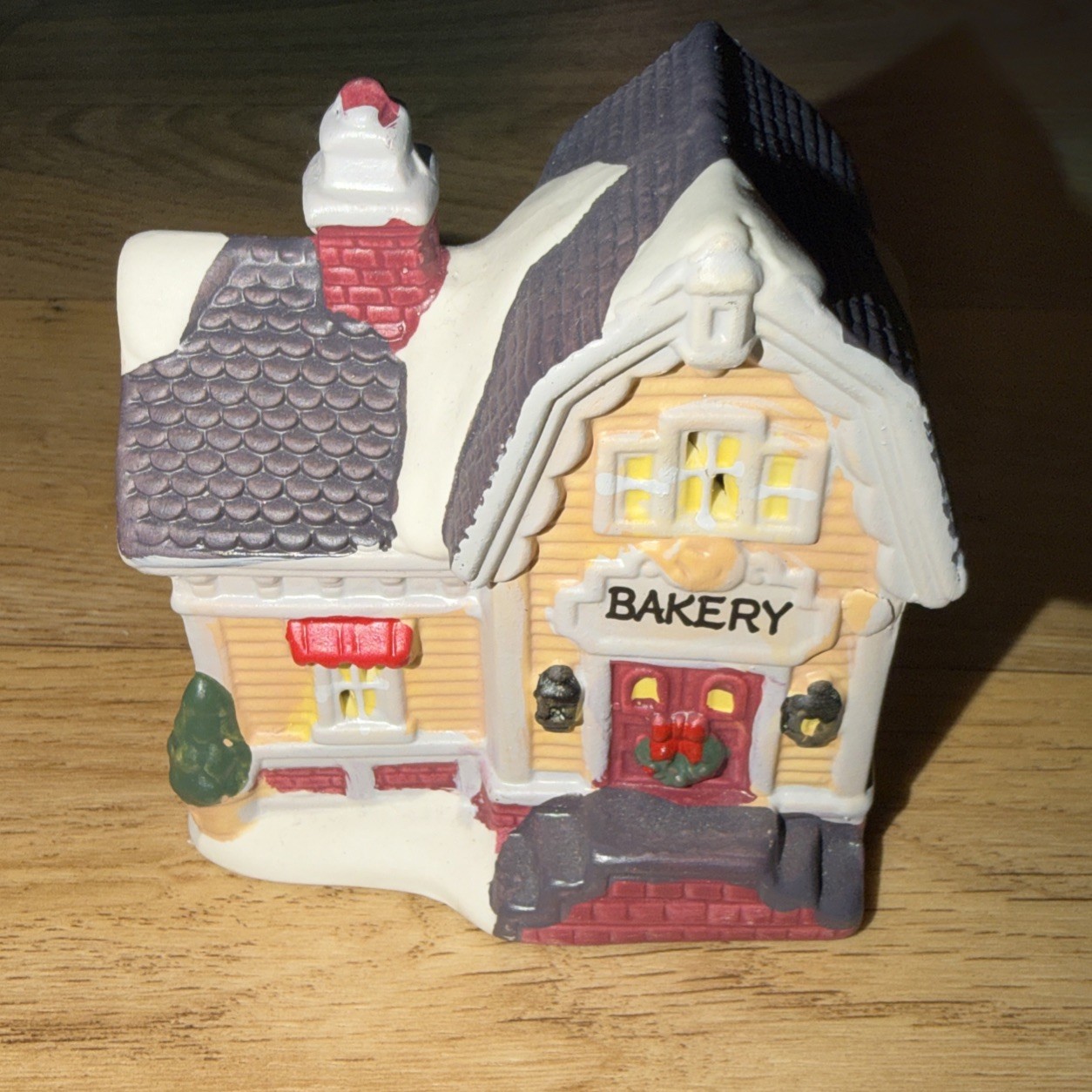 Holiday Time Lighted Porcelain Mini House Bakery ‘ No Light, Christmas Decor