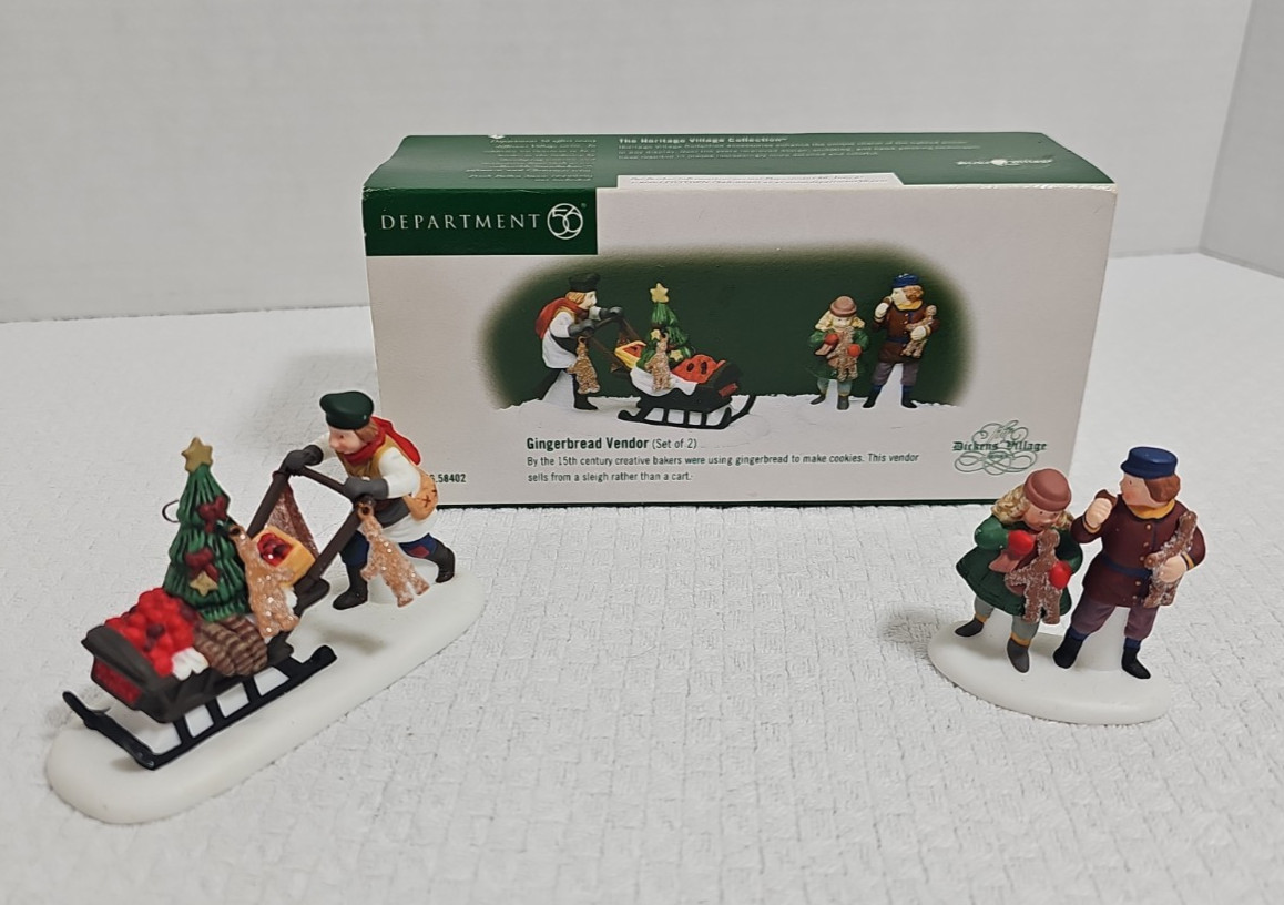 Dept 56 Dickens Village – Gingerbread Vendor – Set of 2 – #56.58402 – Free Ship