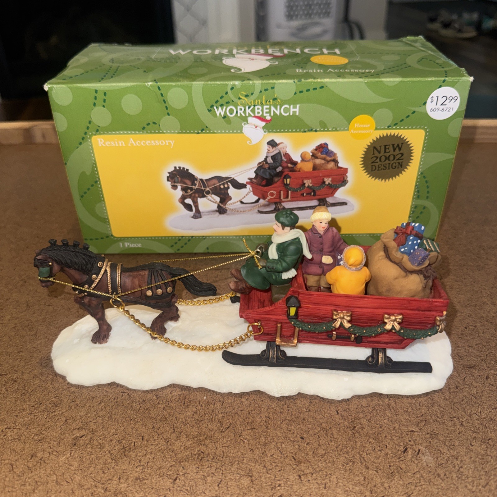 Santa’s Workbench Porcelain Accessory “Sleigh” 2002 In Box Excellent !