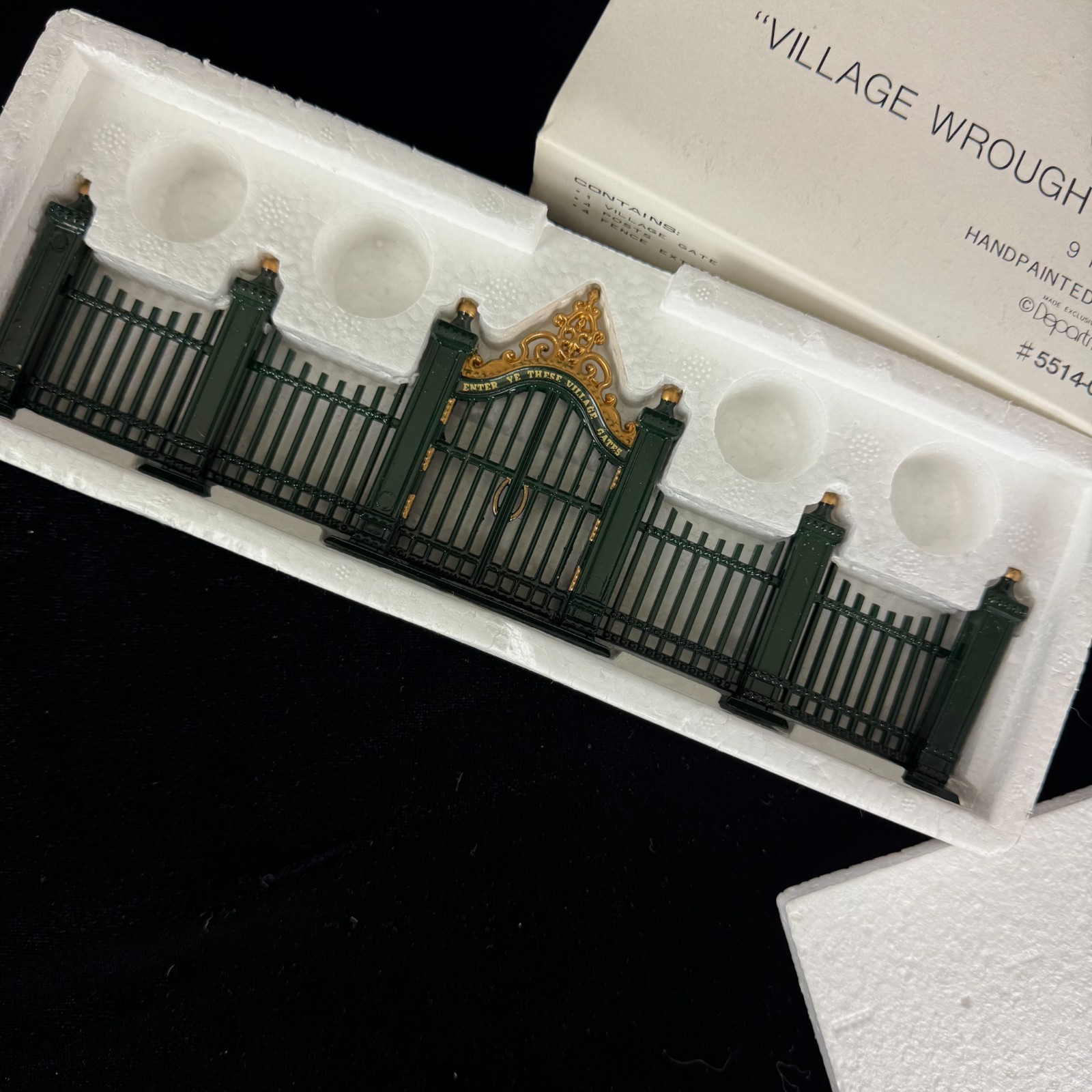 NOS Dept 56 Heritage Village Wrought Iron Gate Fence Green Gold 55140 Excellent