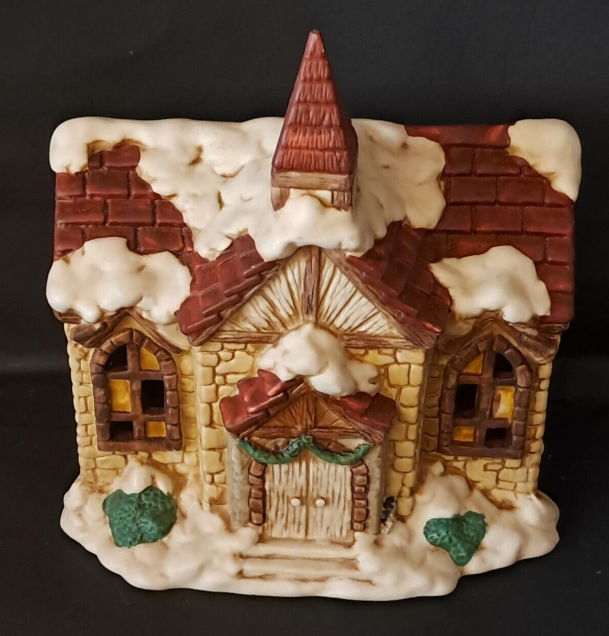 1990 Ceramic House of Lloyd Christmas Village Church Large 7″ Inches Tall READ