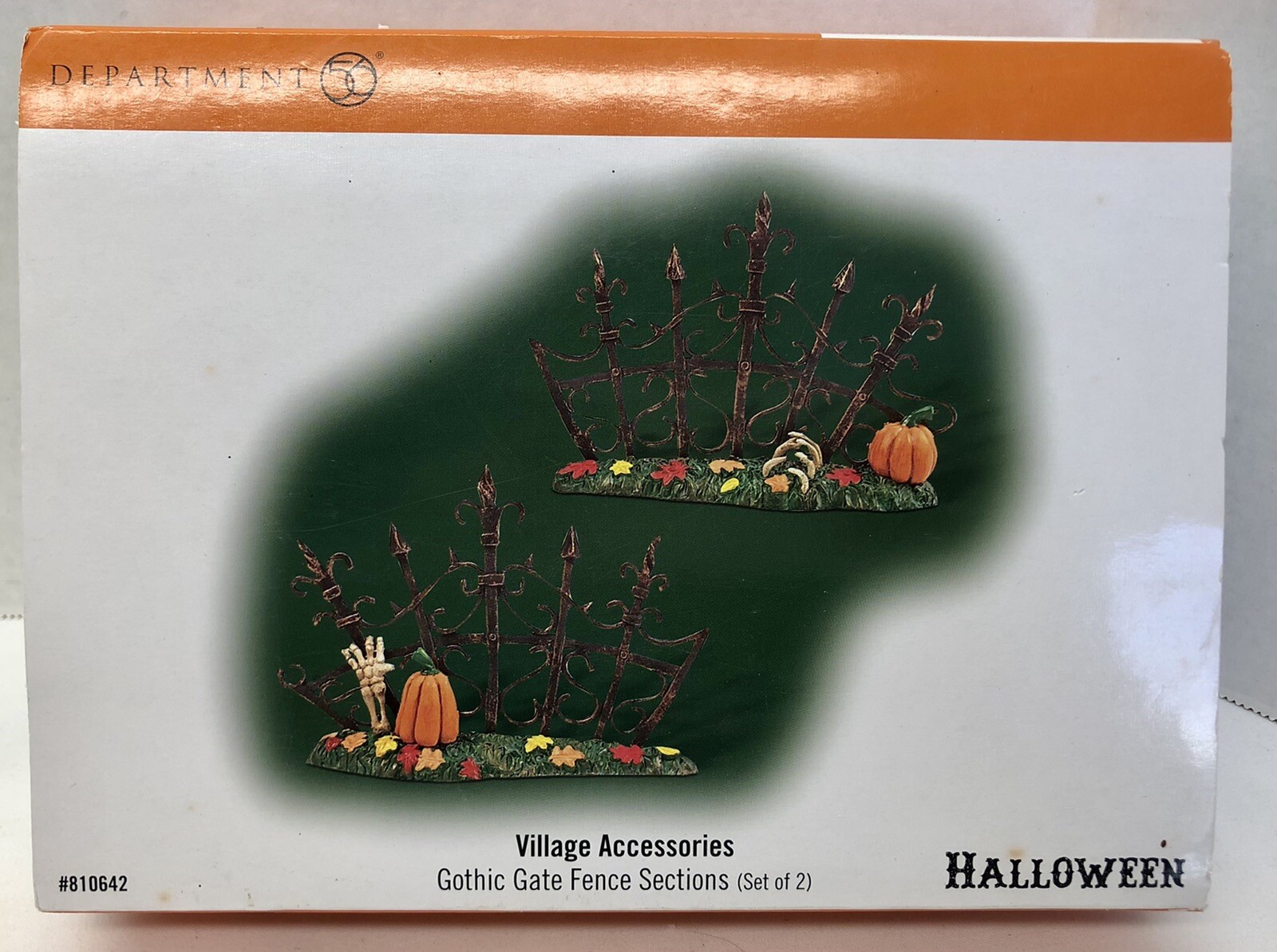 Dept 56 Village Accessories Halloween Gothic Gate Fence Sections Set Of 2 810642