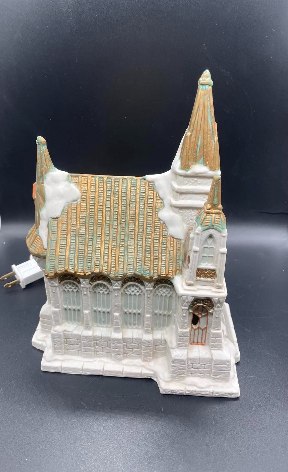 Vintage 1993 Mercuries USA Porcelain Christmas Village Victorian Church Lights
