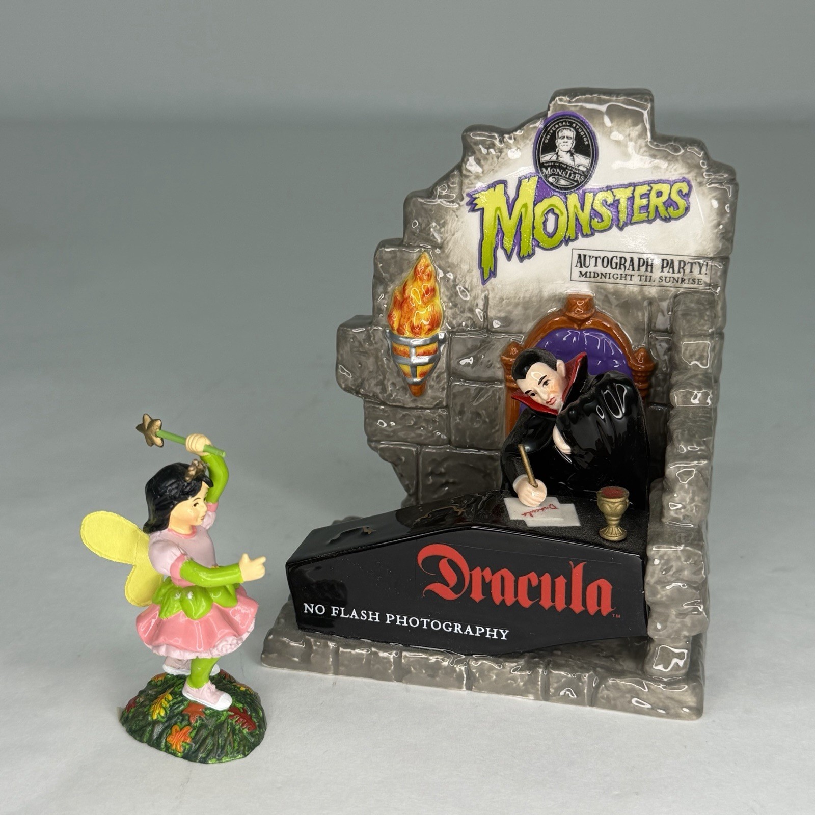 Dept 56 Halloween Monsters Autographs with Dracula 2 Piece Set 799977 Fairy Girl
