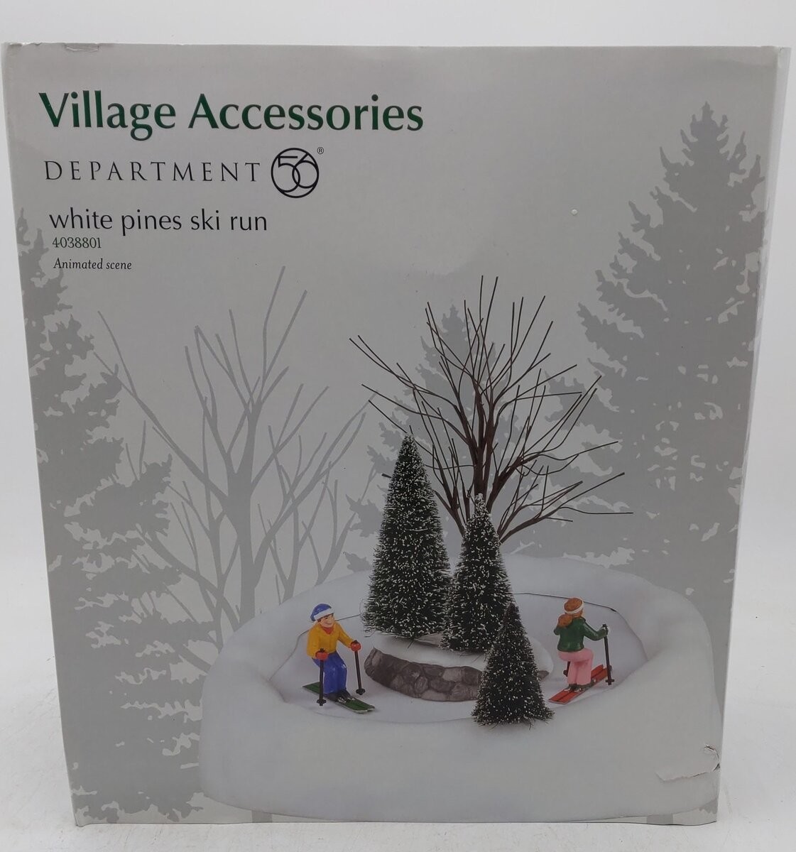 Department 56 4038801 Village Accessories White Pines Ski Run Animated Scene NIB