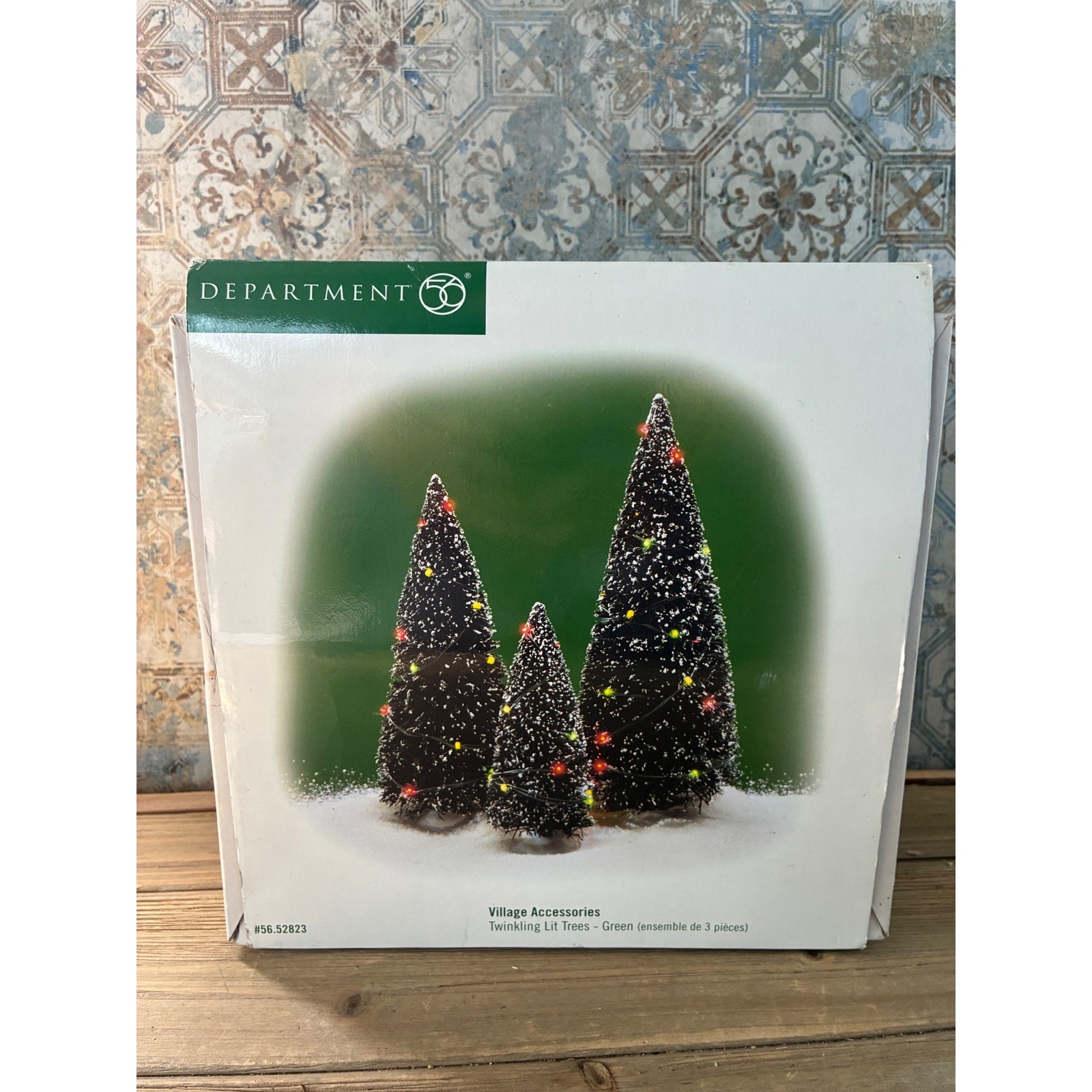 Department 56 Twinkling Lit Trees Green Village Accessories Set of 3 56.52823