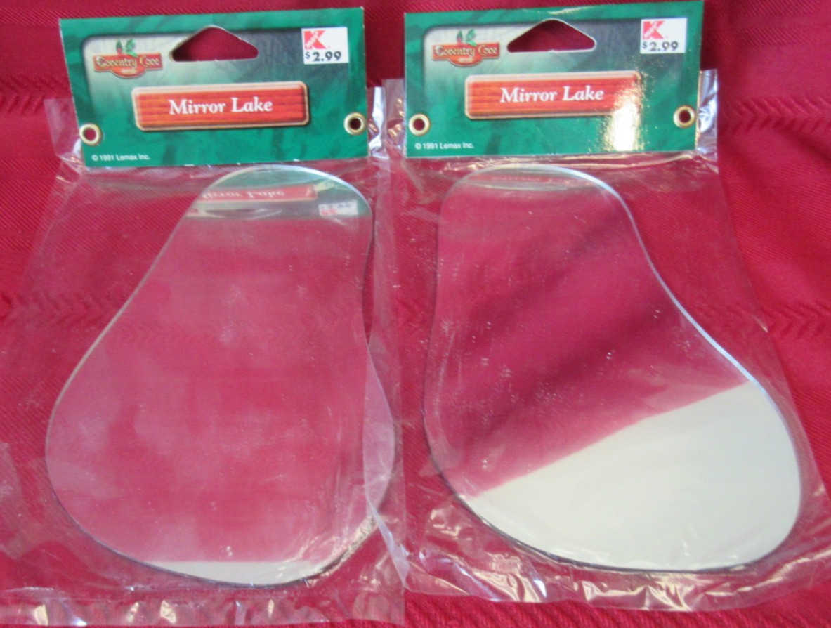 2 Lemax 1991 Coventry Cove Mirror Lake Village Ice Skating Pond Accessory 14026