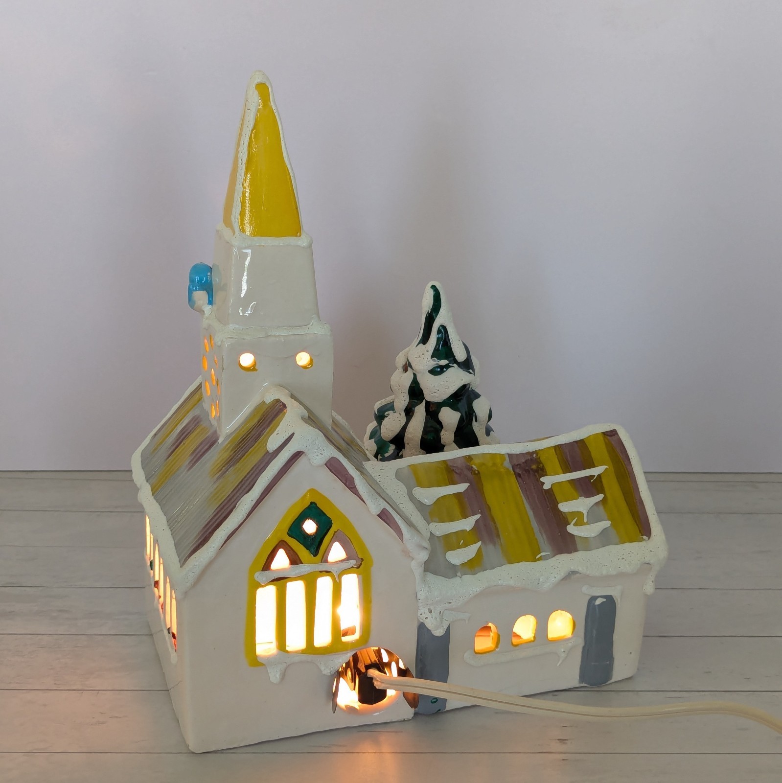 Dept 56 Original 1976 Steepled Church Snow Village 10″ Lighted Building RARE