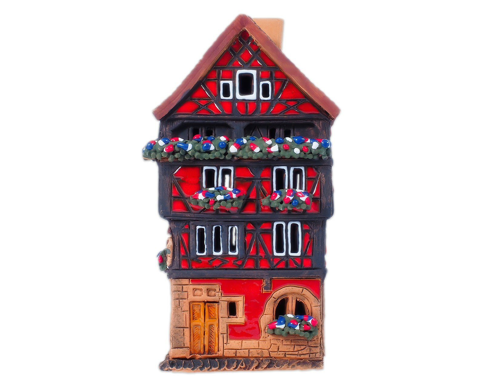 Ceramic tea light candle holder Miniature house in Colmar France Handmade Midene