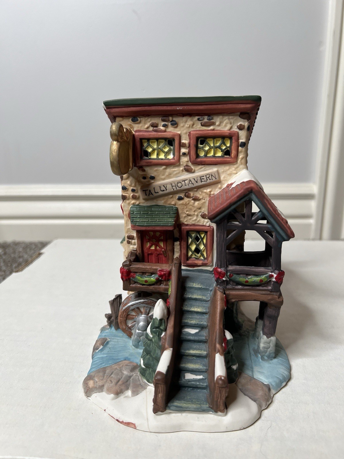 Christmas Streets Tally Ho Tavern 1999 lighted building Village With Cable