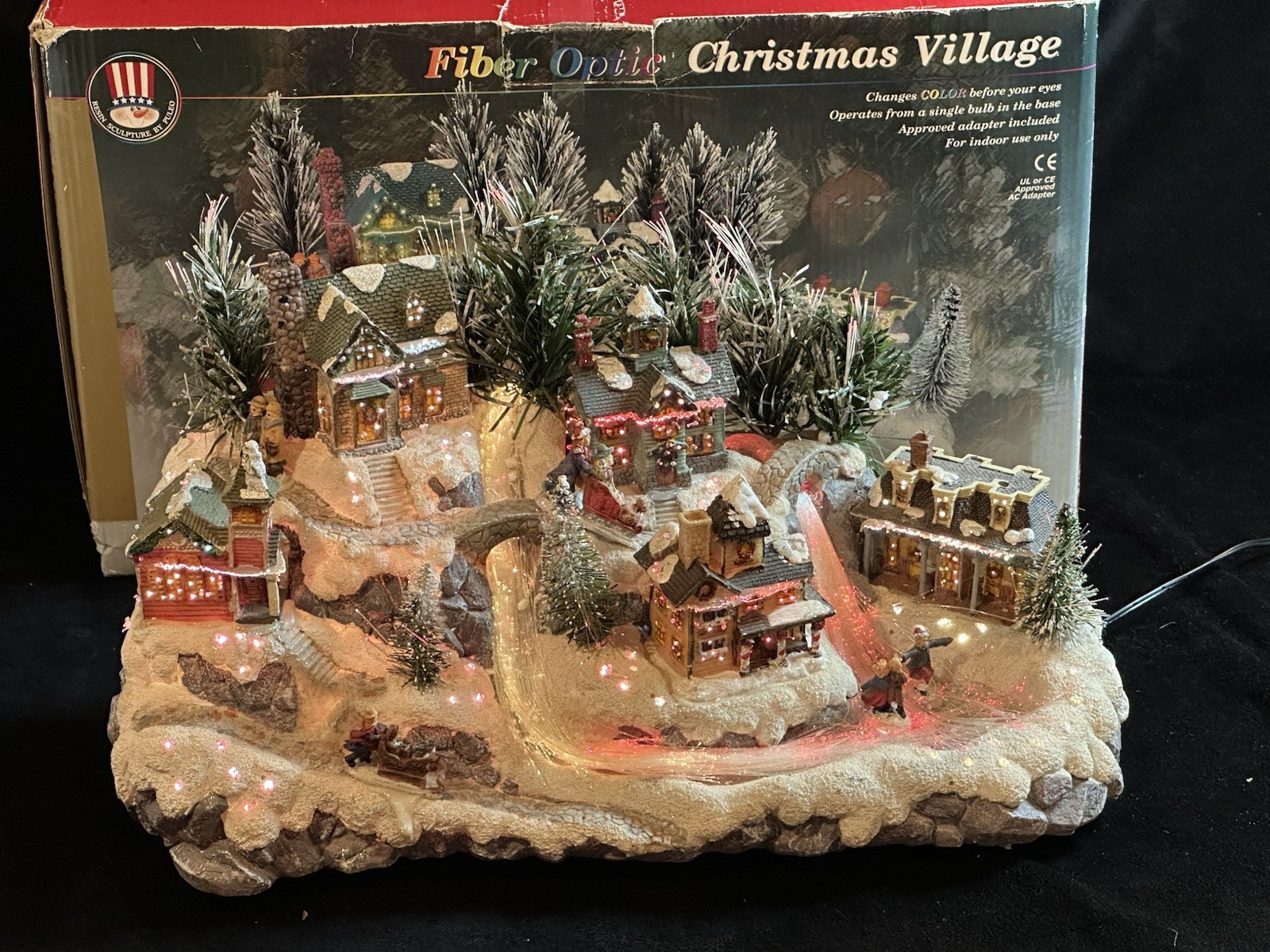 Puelo Fiber Optic Color Changing Christmas Village Vintage Christmas Decor