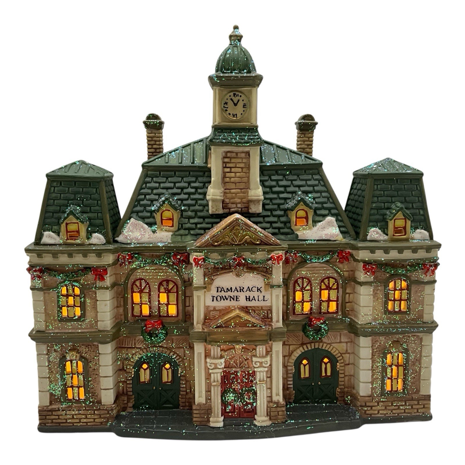 Santa’s Workbench Collection “Tamarack Towne Hall” Porcelain VTG Christmas House