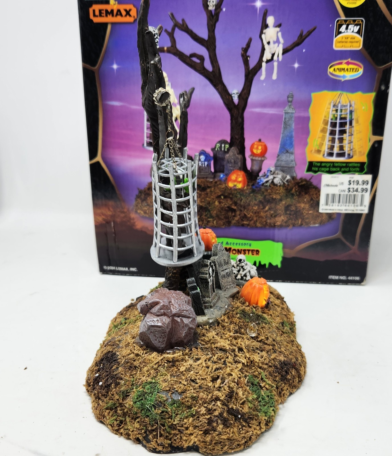 Vtg 2004 Lemax Spooky Town Halloween Village “CAGED MONSTER” Retired *Read