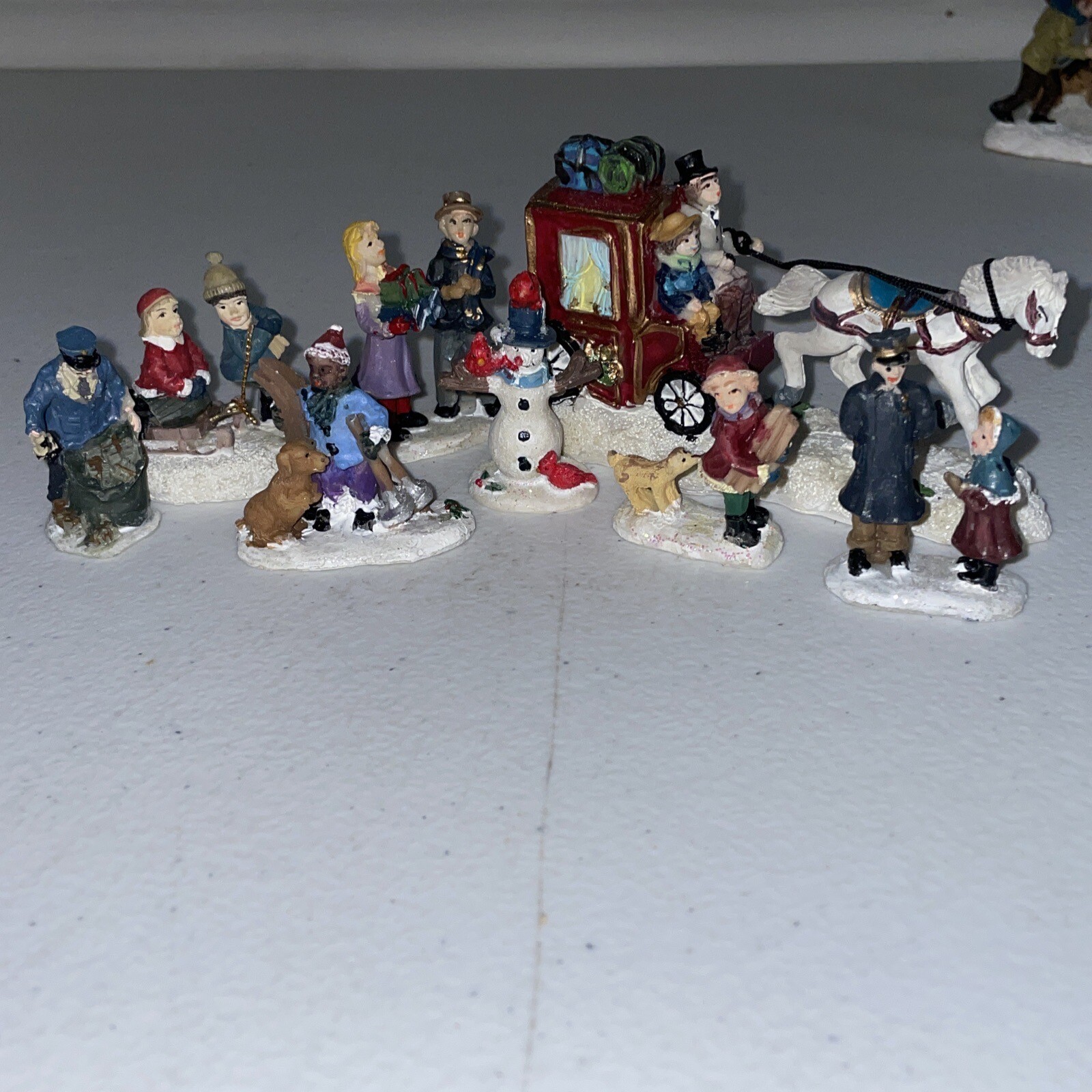 Vintage Christmas Village Figurine Lot Small Resin Village Holiday Figure Lot