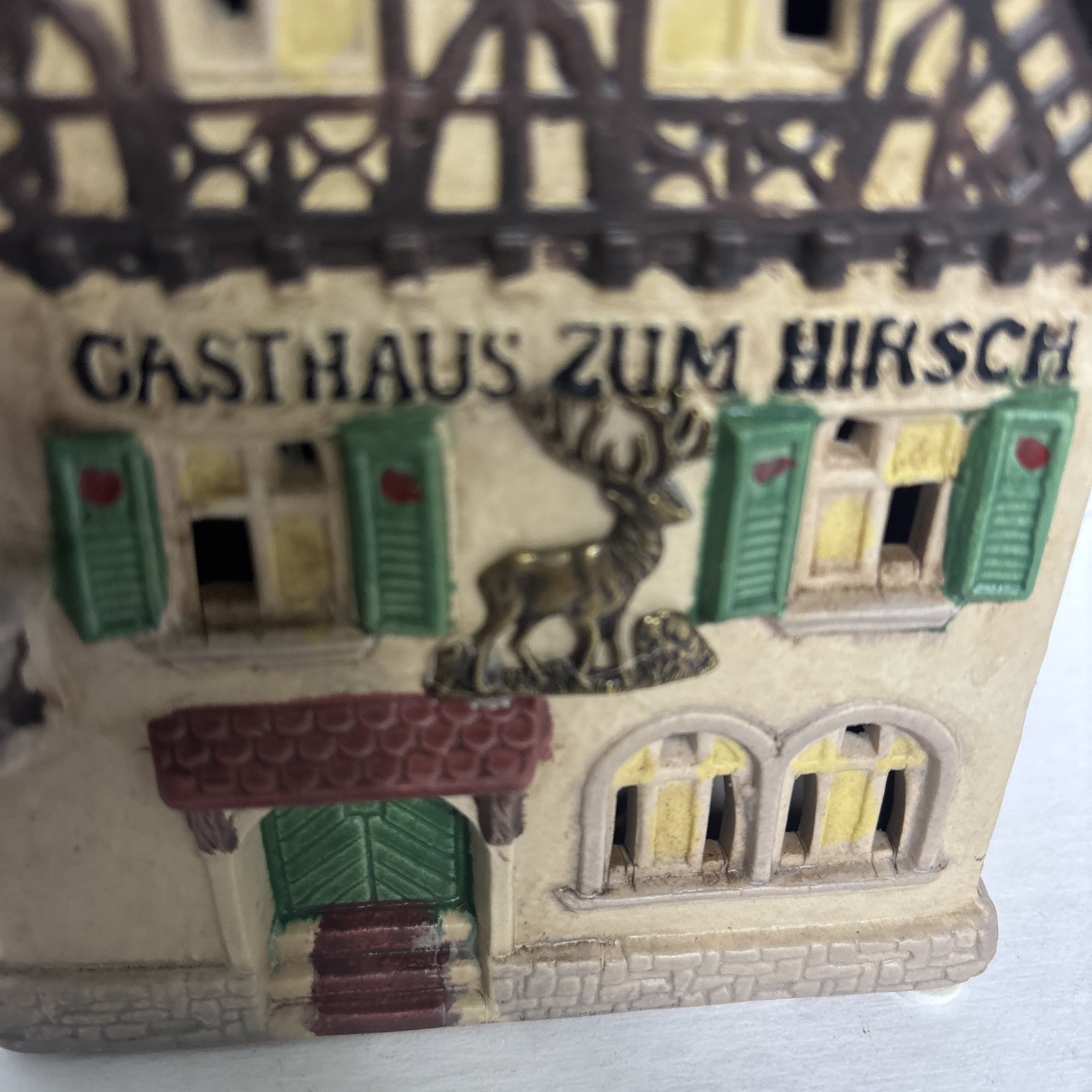 G. Wurm Hotel & Restaurant porcelain building village Candle tealight 7″ tall