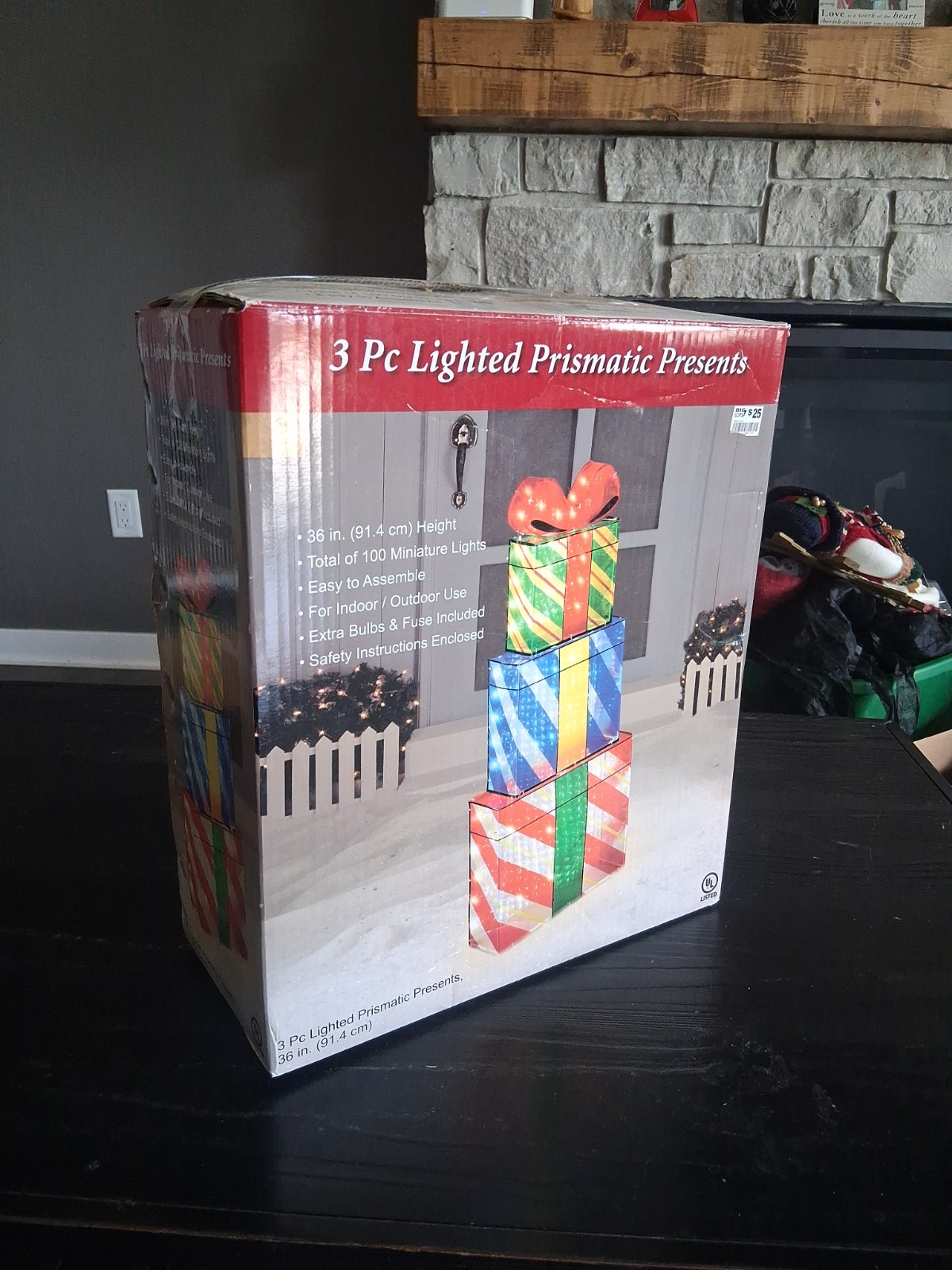 3 Pc Lighted Prismatic Presents 36 In Tall