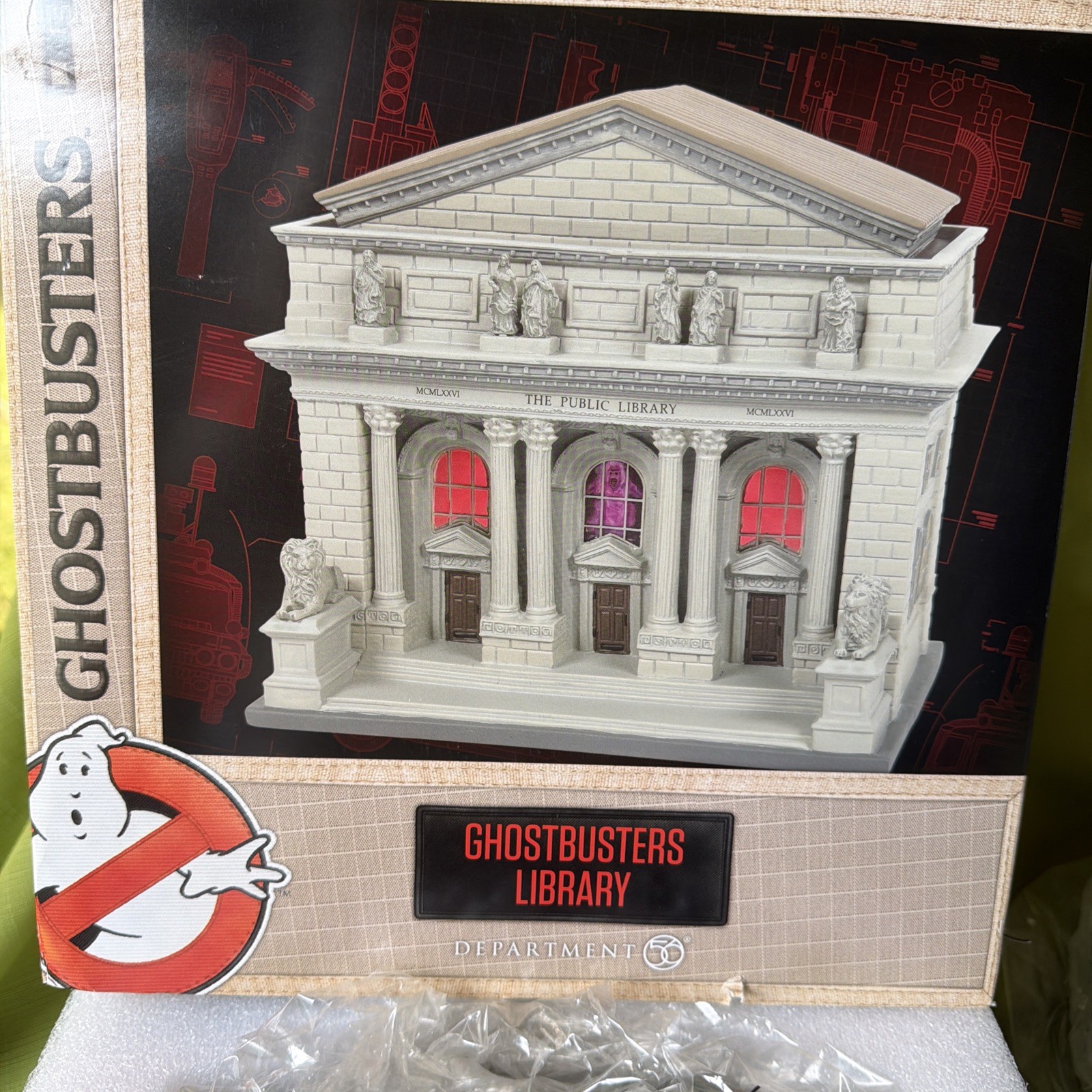 Department 56 Ghostbusters Village Public Library Lit Building, 7.56 Inch, Grey