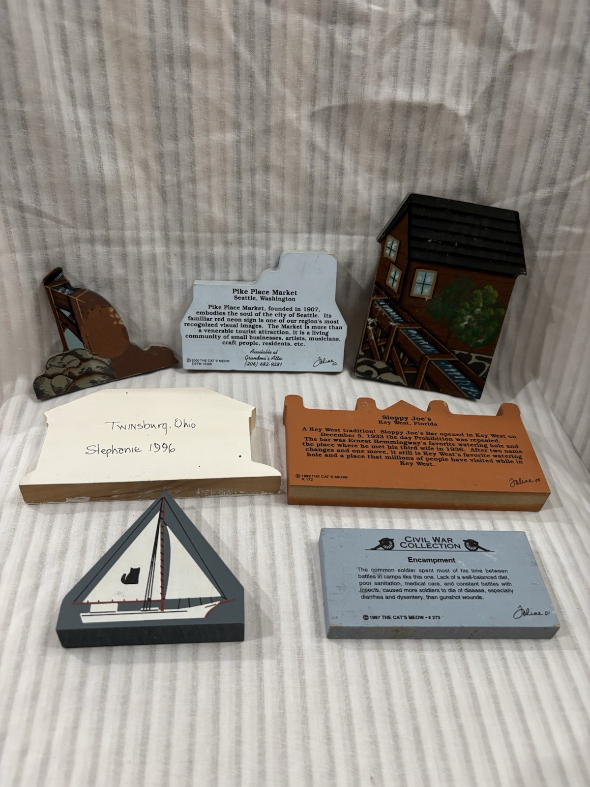Assorted Hand painted Cat’s Meow Wood Shelf Sitters 7 Pieces