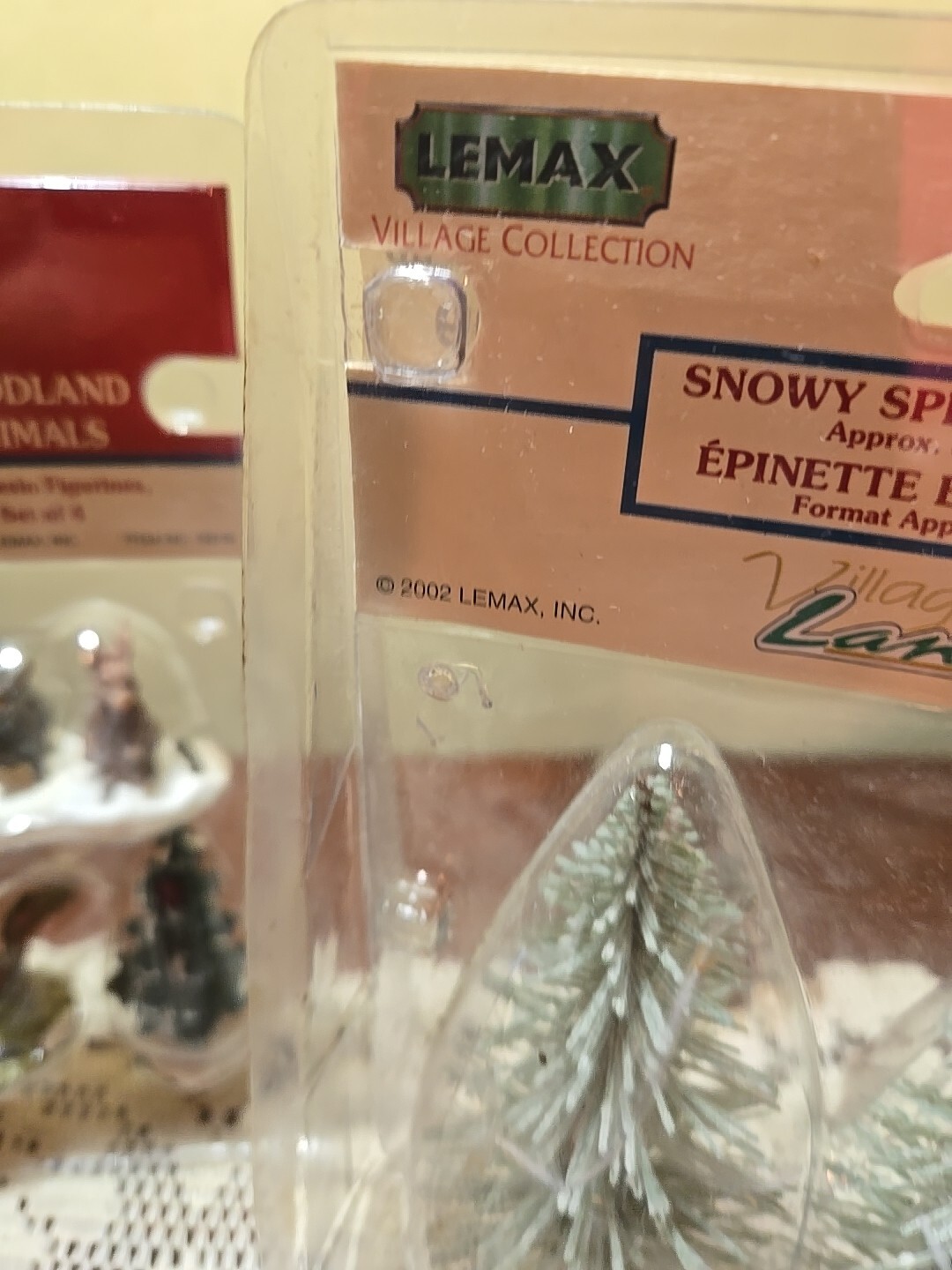 4 Lemax Village ~ Woodland Animals, Trash Bandits, 2 Park Benches, Spruce Trees