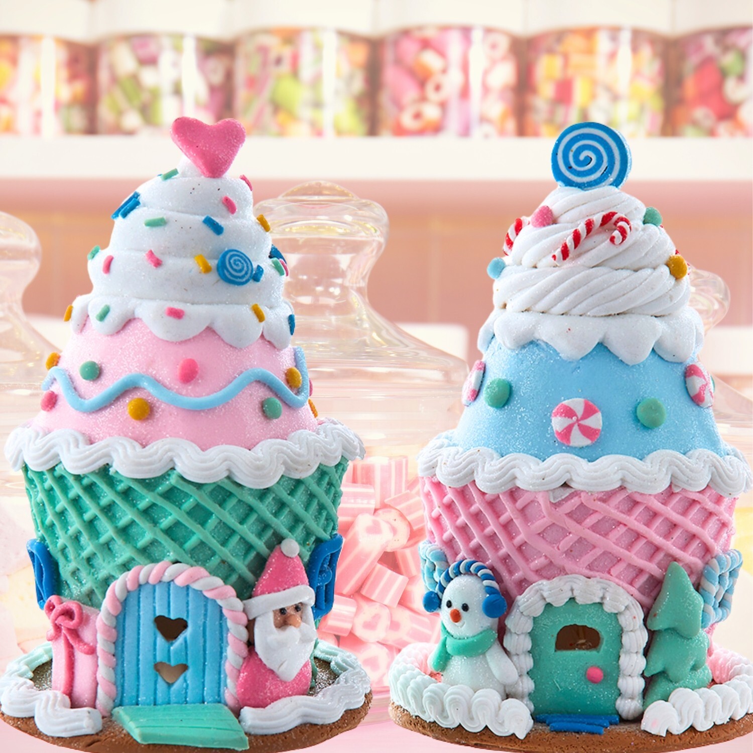 Kurt Adler 6.2″ Candy House Table Pieces U Choose Ice Cream Gingerbread House