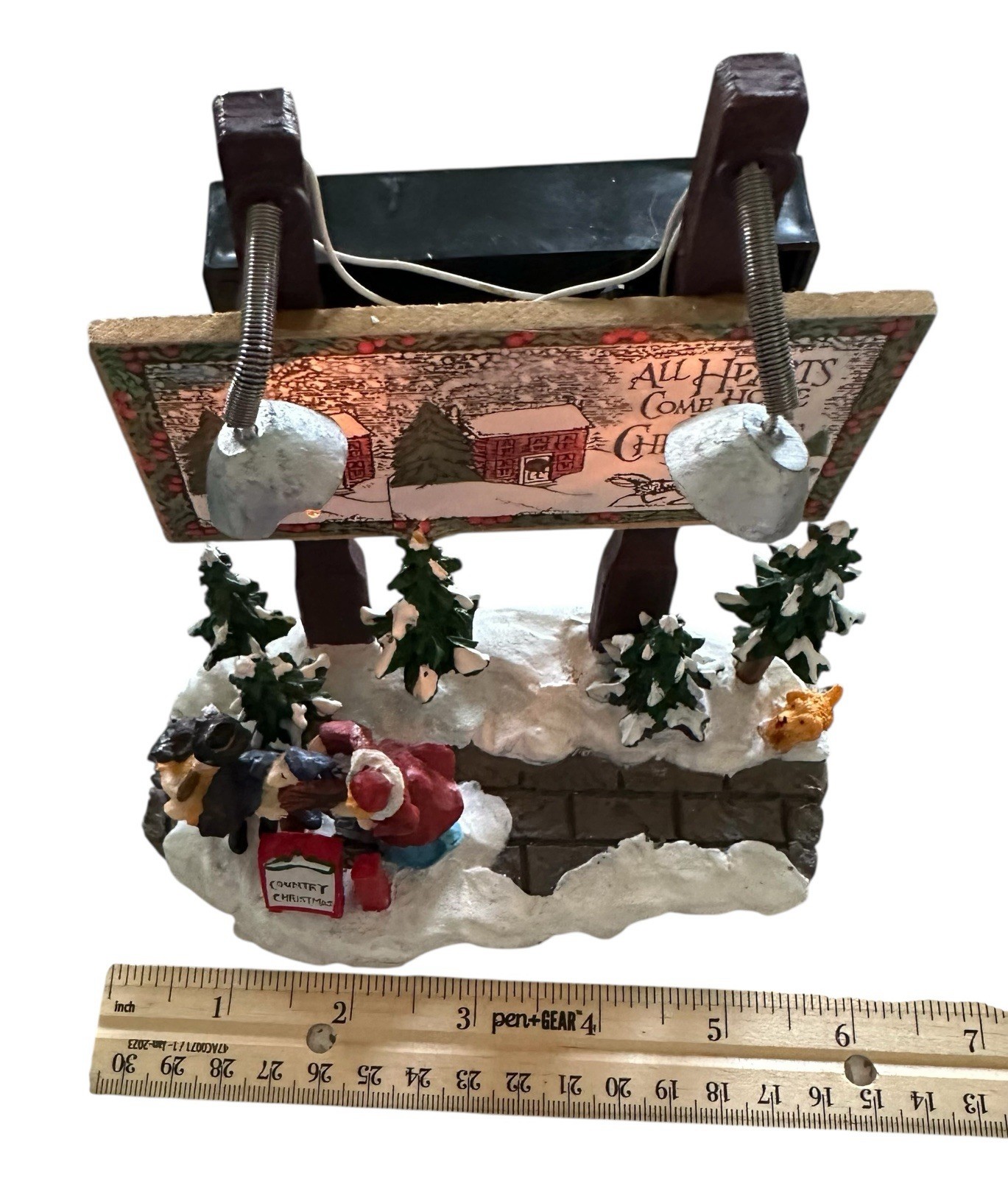 Winter Valley Series Polyresin Scene Lighted Sign #602577 IOB 1999 Christmas