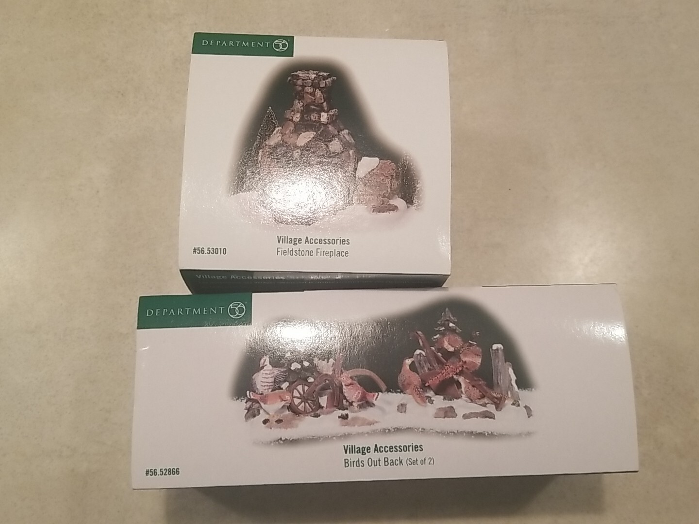 Department 56 Village Accessories “Birds Out Back” Fieldstone Fireplace Lot Of 2