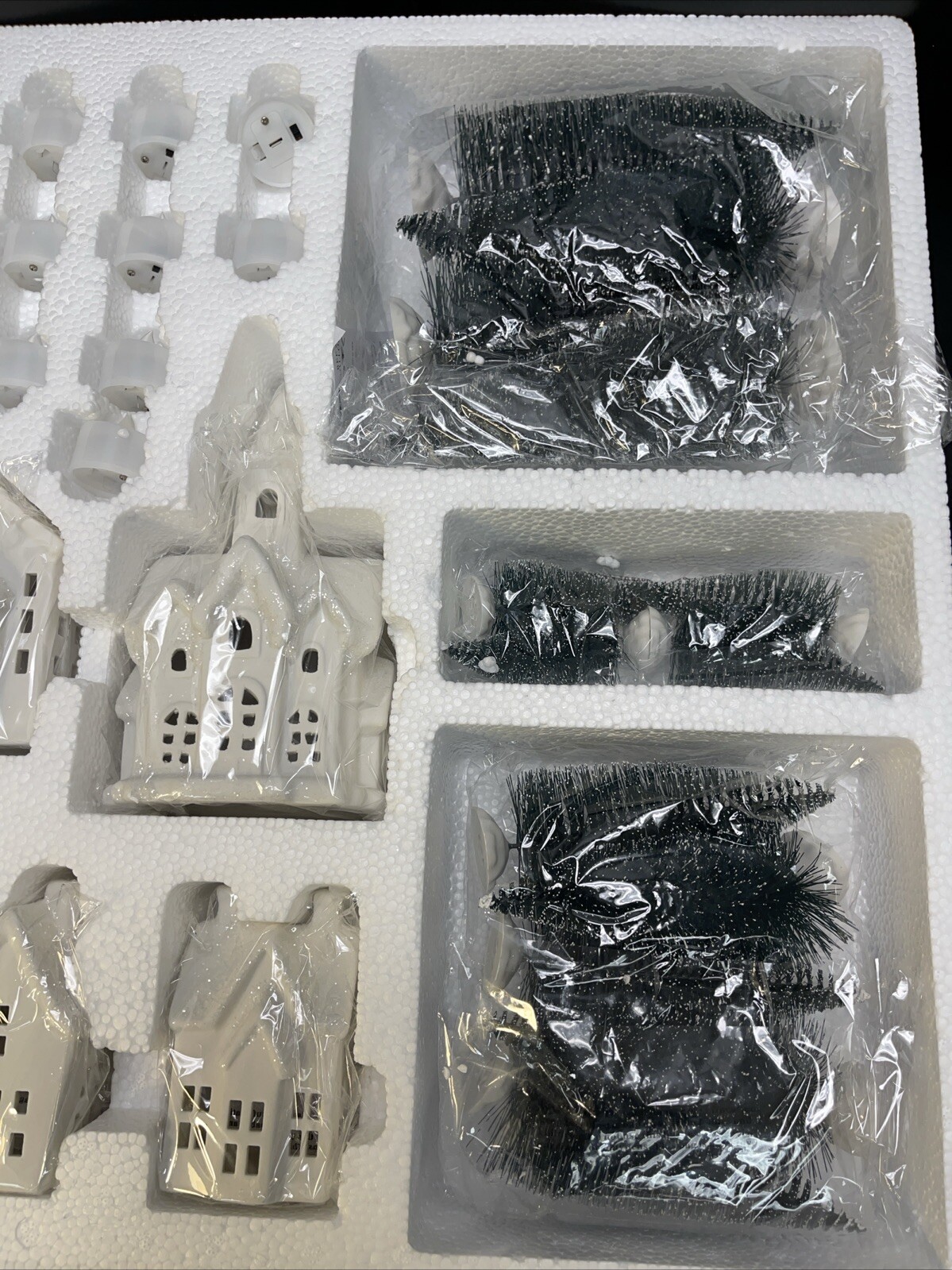 Bee & Willow Porcelain LED Winter Village 31 Pcs Lighted Christmas Table Display