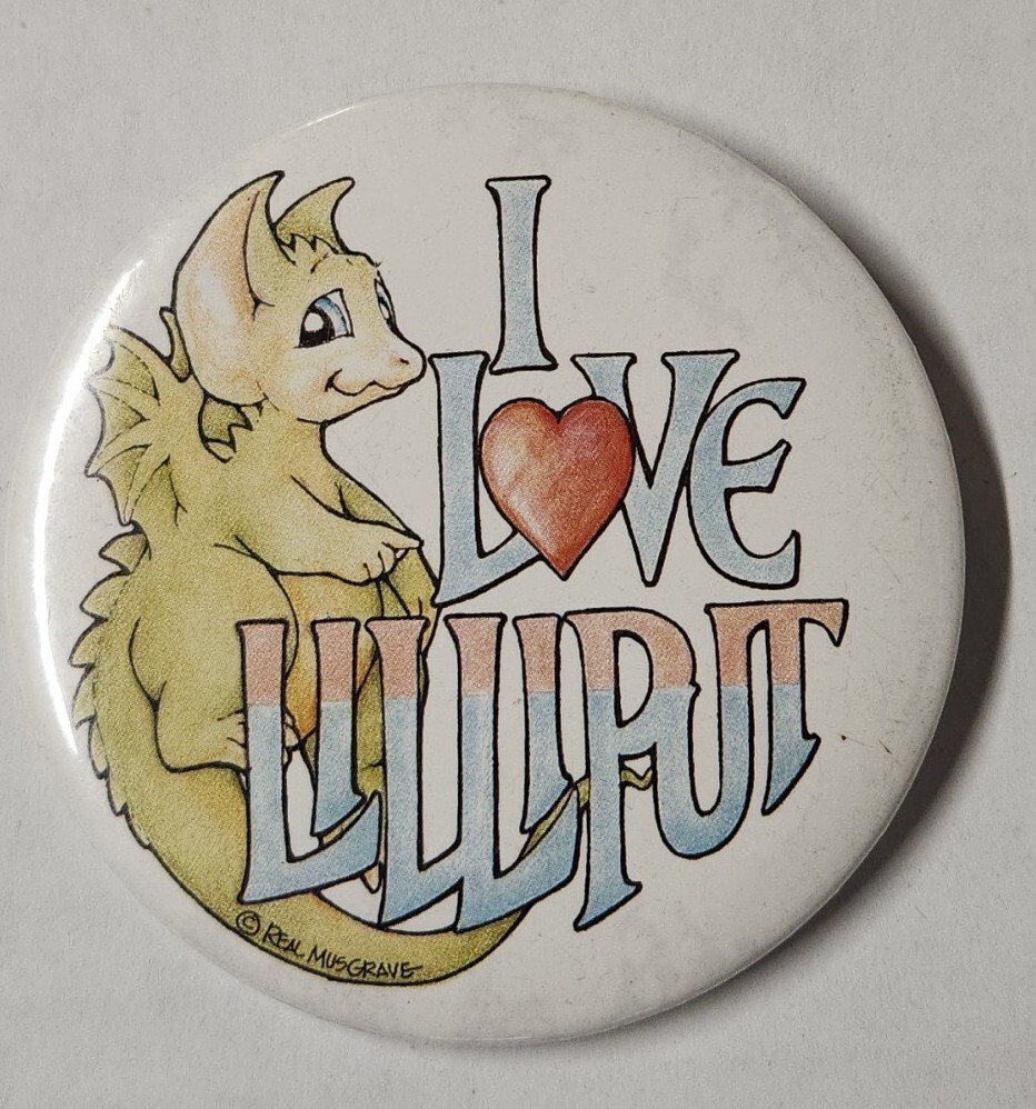 Vintage I Love Lilliput Lane Dragon Land of Legend Pin 3″ Wide