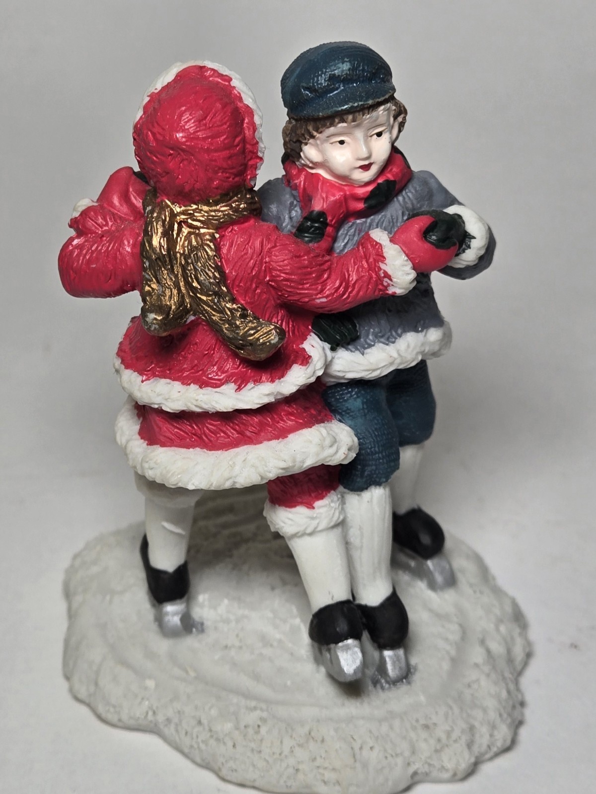 Mervyn’s 1992 Christmas Ice Skating Couple Figurine Resin Holiday Village