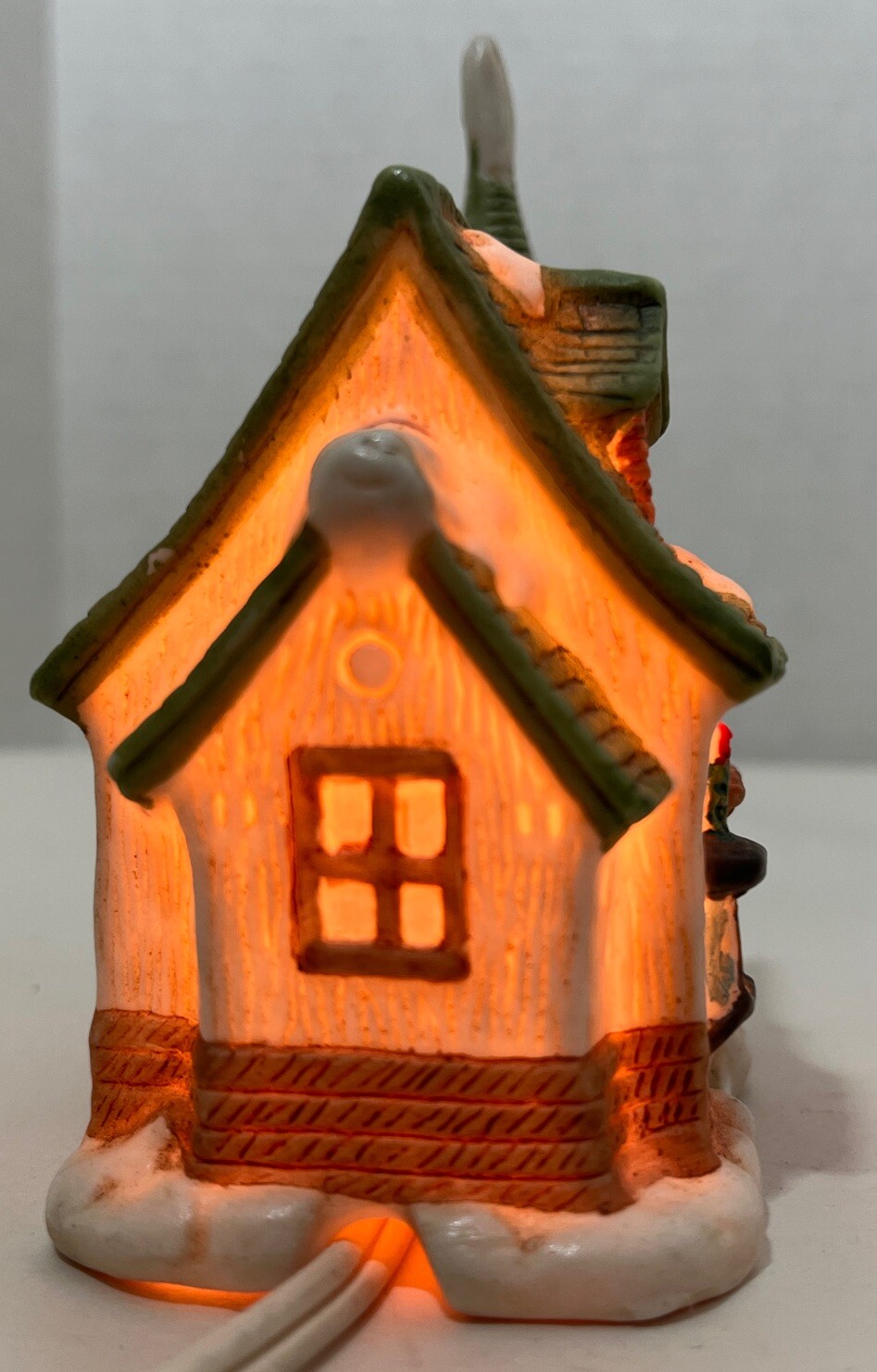 Mini Porcelain Lighted Christmas Village Fabric Shop Approx 3.5×2.5×5 Inch