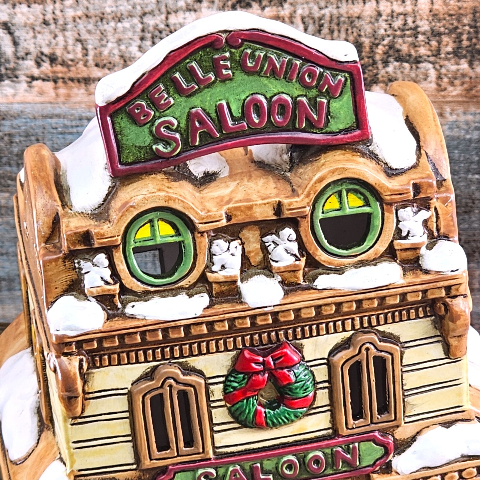 VTG Lefton Colonial Christmas Village Belle Union Saloon Lighted Porcelain 07482