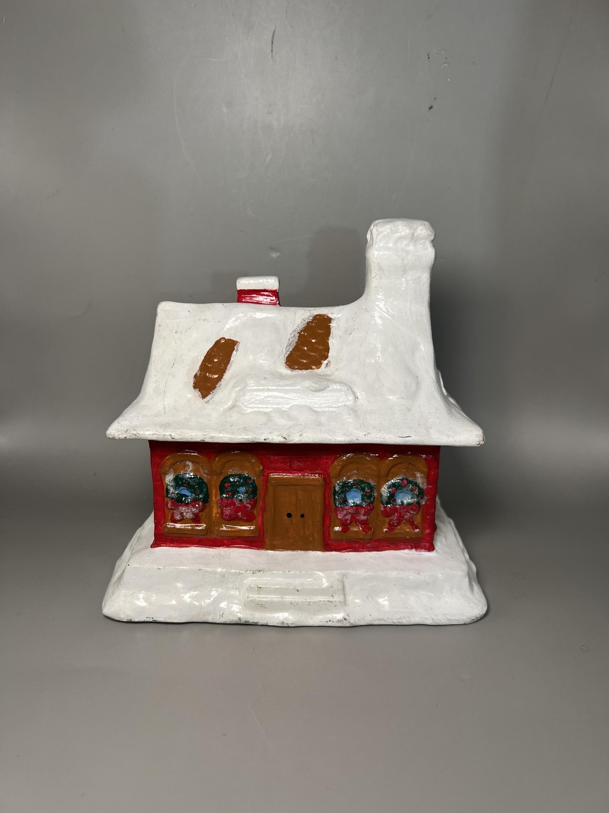 Vintage Hand Painted Ceramic Christmas Village House Holiday Decor 7×8 Inches