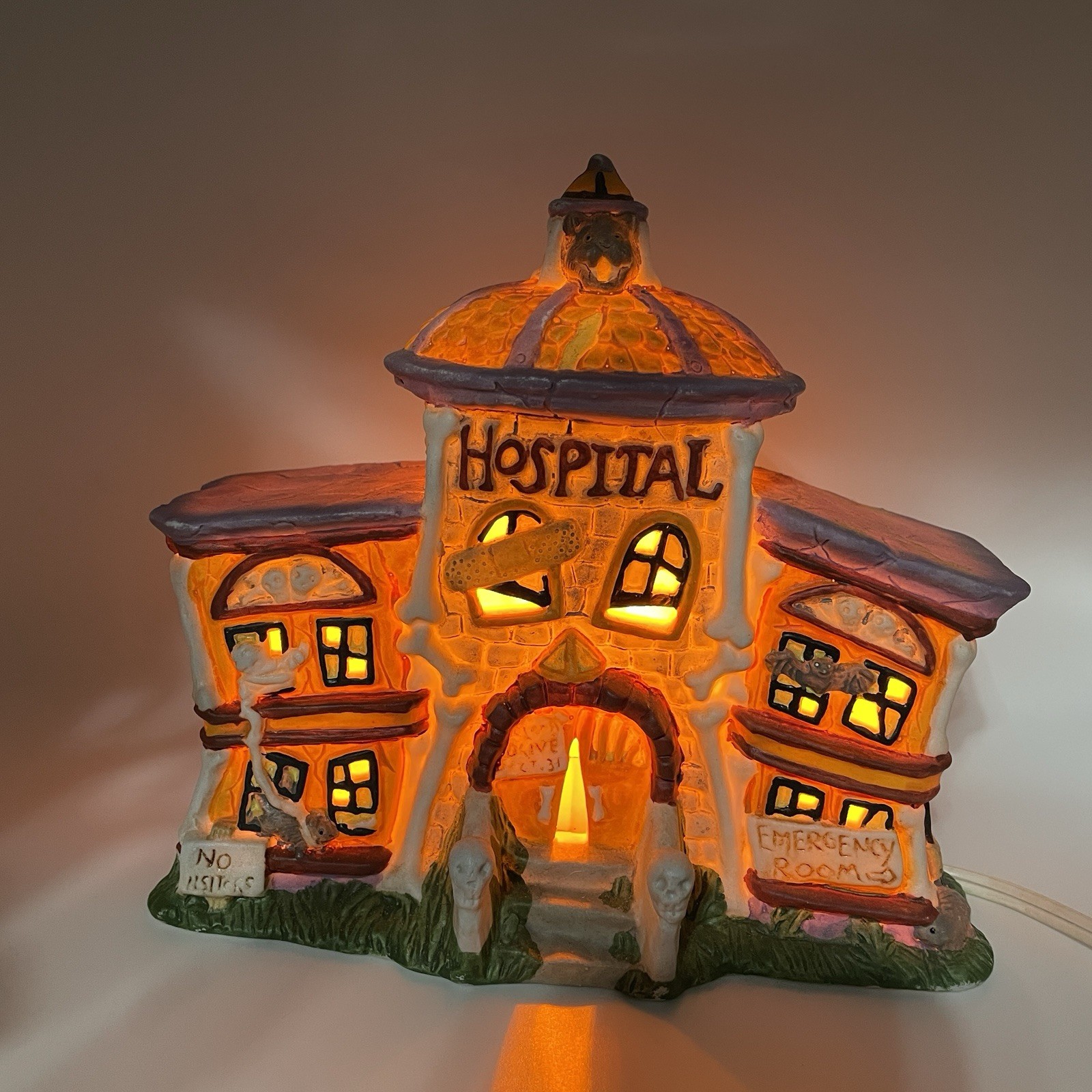 Porcelain Halloween Haunted Hospital Lighted Works