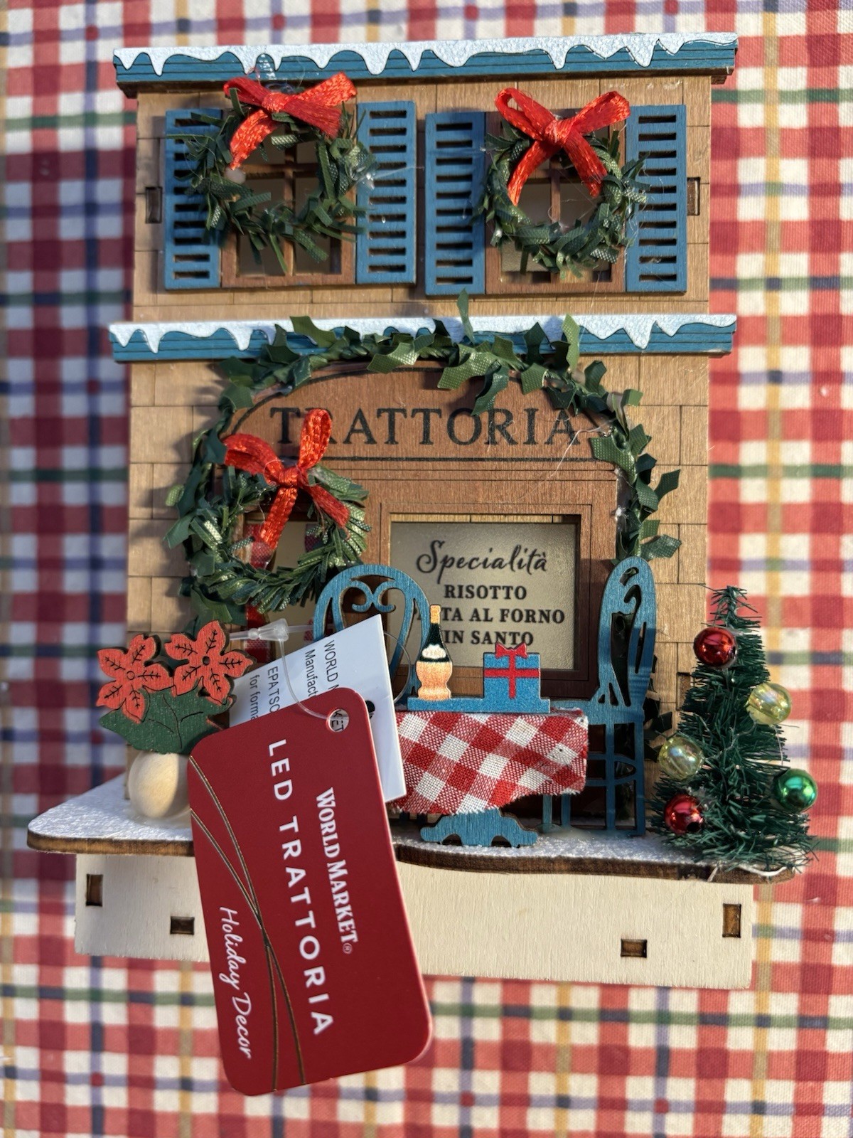 World Market 2025 Laser Cut Wood LED Trattoria Italian Restaurant New With Tags
