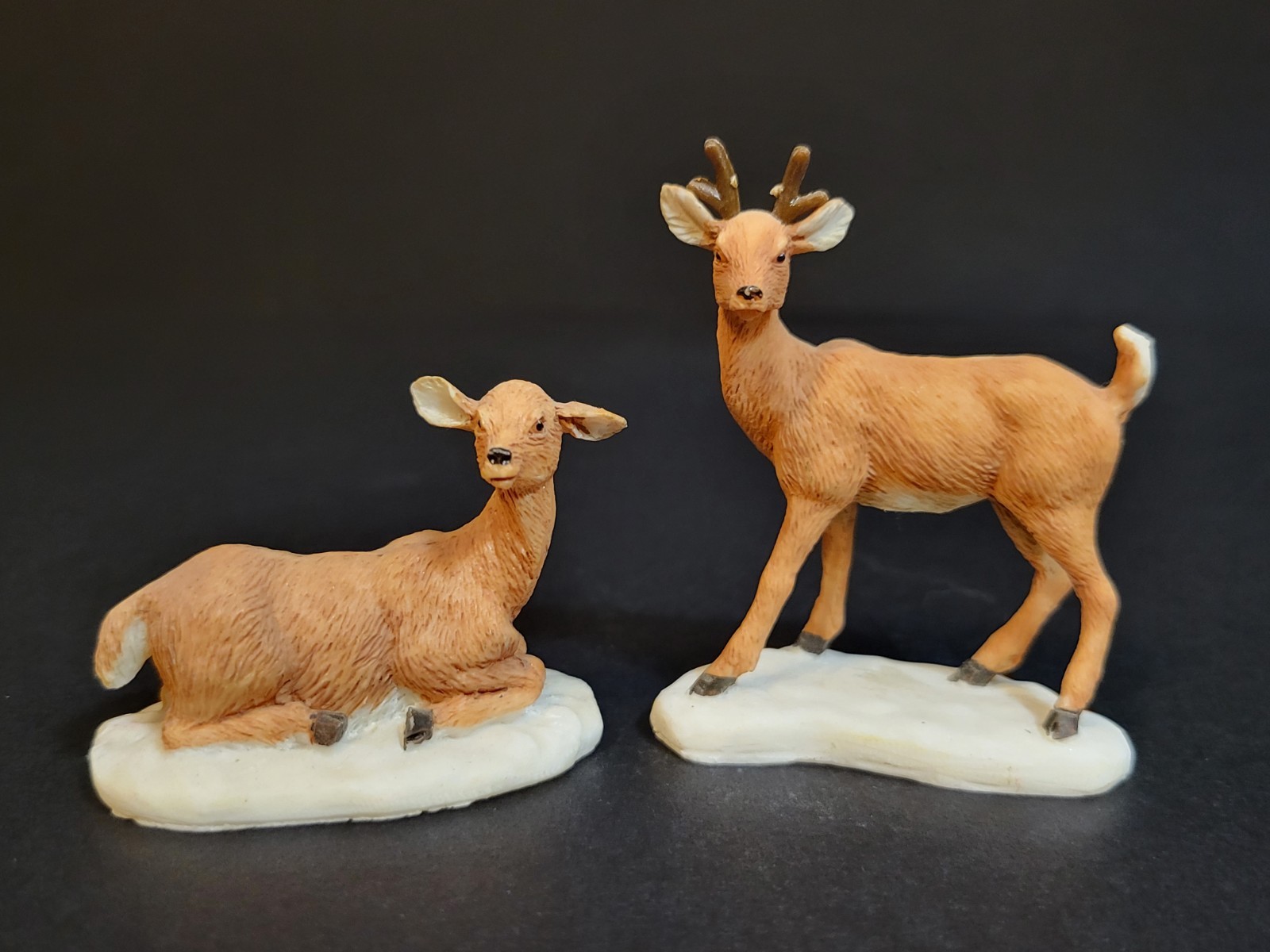 Lemax Christmas Village Town 2PC Deer On Hoof Fawn At Rest Woodland Animals